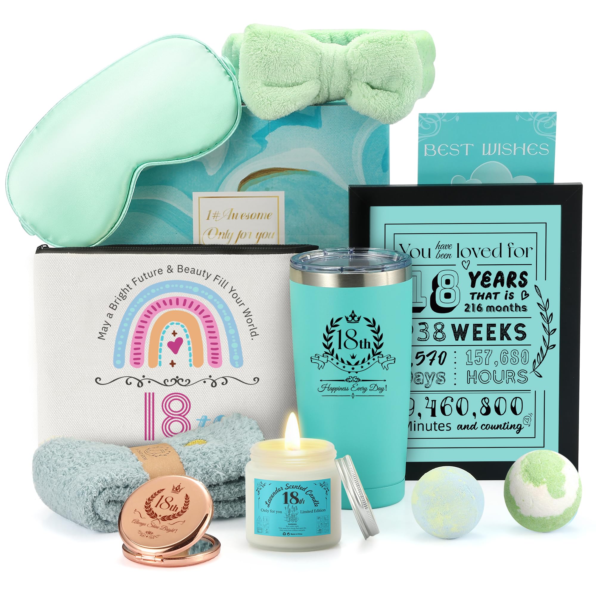 **18th Birthday Gift Set for Girls - 11 Unique Gifts for 18 Year Old Daughter, Sister, or Granddaughter | Thoughtful & Cool 18th Birthday Present Ideas | Perfect for Parties, Graduation, or Special Celebrations**