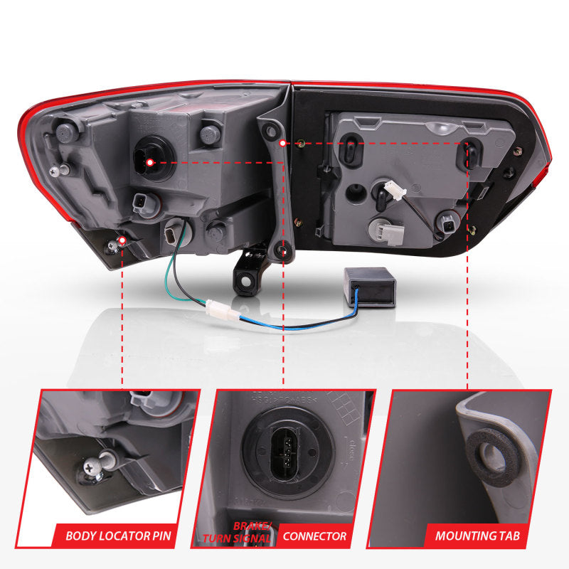 ANZO LED Tail Lights (Red/Smoke) for Jeep Grand Cherokee 2014-2021 - High-Performance Brake Lights with Enhanced Visibility for Night Driving & Off-Road Adventures