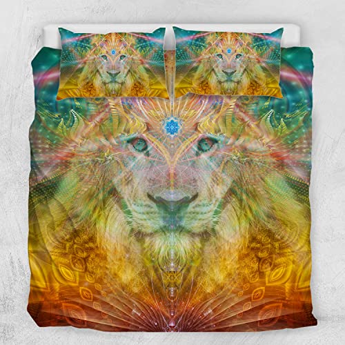 LION King Size Duvet Cover Set - Soft Luxury Bedding Comforter Set with ATLAN Lion Design - Perfect for Master Bedroom, Guest Room & Cozy Home Decor