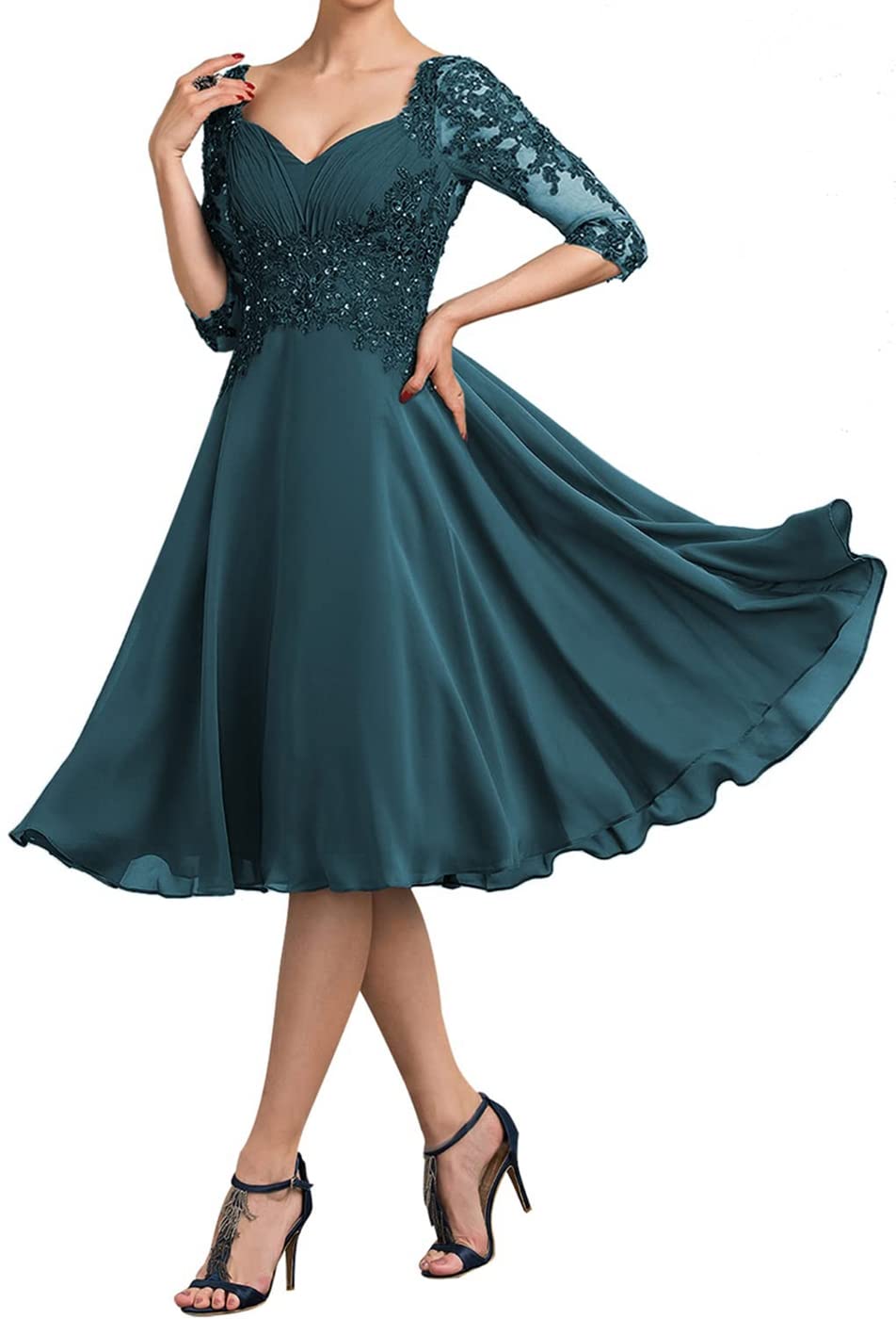 Elegant Plus Size Dark Teal Mother of The Bride Dress with Sleeves & Lace Detail - Formal Evening Guest Gown Size 24 - Perfect for Weddings, Galas & Special Occasions