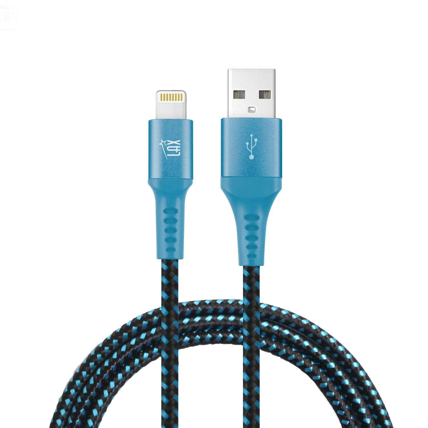 MFi Certified iPhone Charger Cable - Durable Braided Lightning to USB Cable for iPhone 14/13/12/11/XS/XR/X/8/7, iPad & iPod - Fast Charging & Data Sync - Perfect for Home, Office & Travel