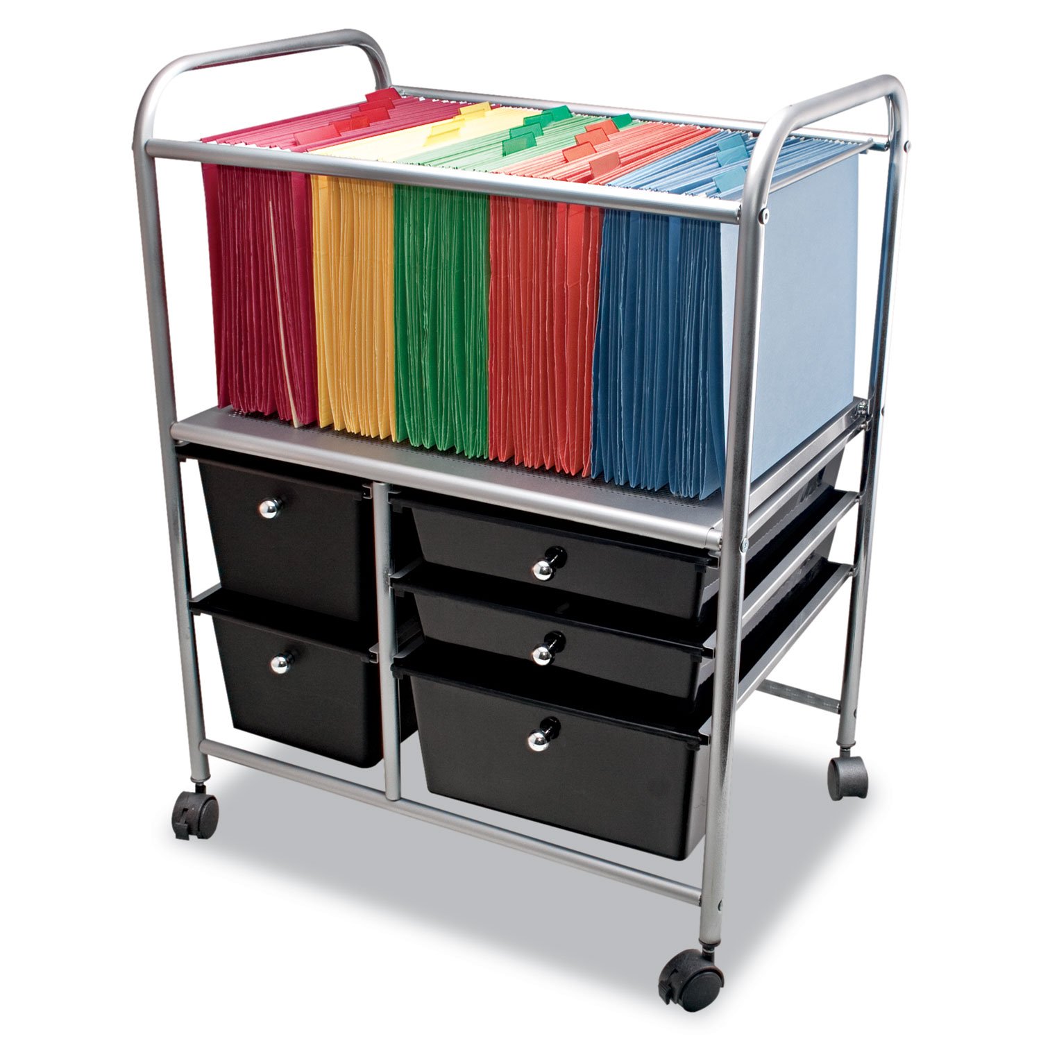 Advantus 5-Drawer File Cart - Black Office Storage for Legal/Letters