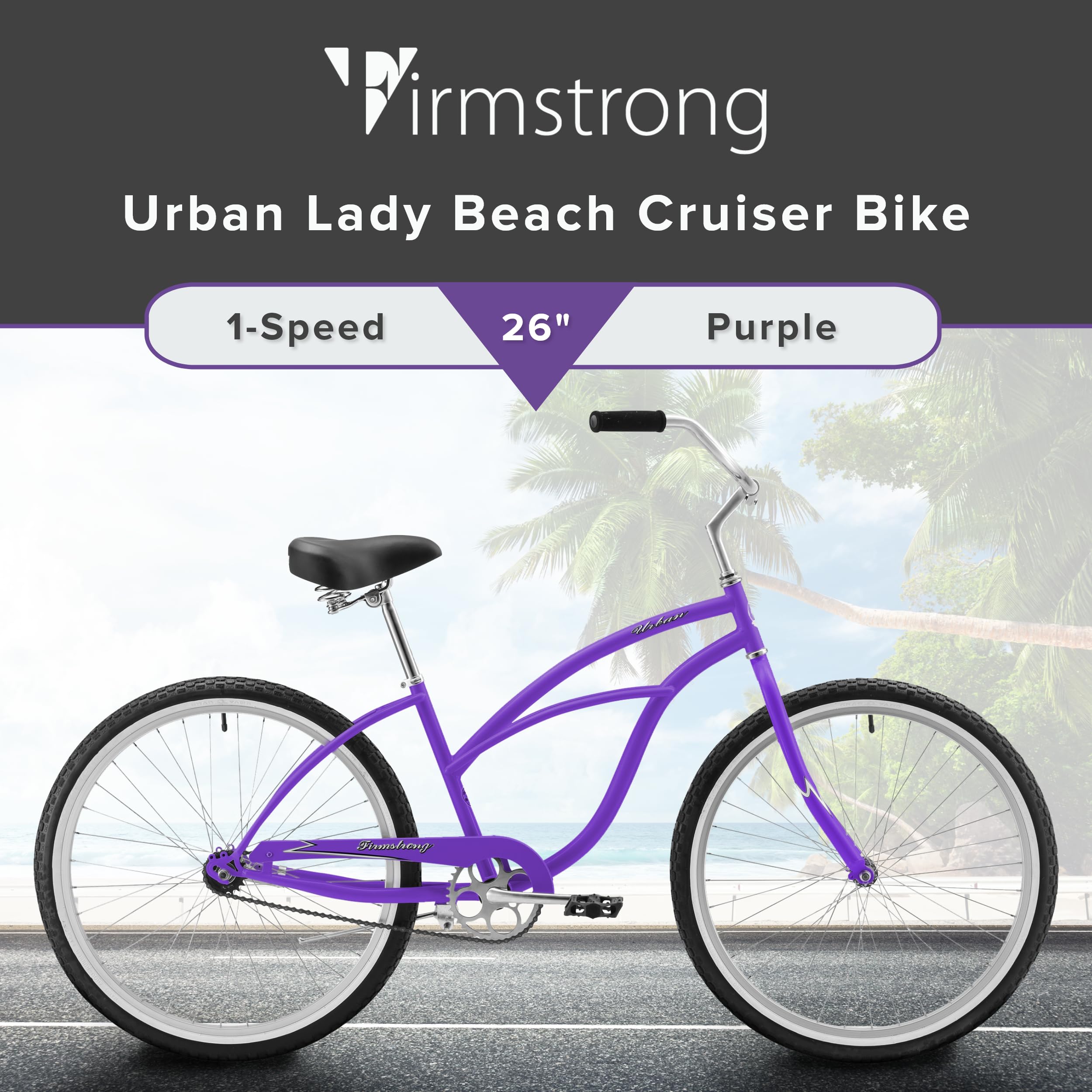 Firmstrong Urban Lady Beach Cruiser Bike - Women's Comfortable Single Speed Bicycle for Casual Riding, Commuting & Beach Cruising - Perfect for Leisure, Exercise & City Commutes