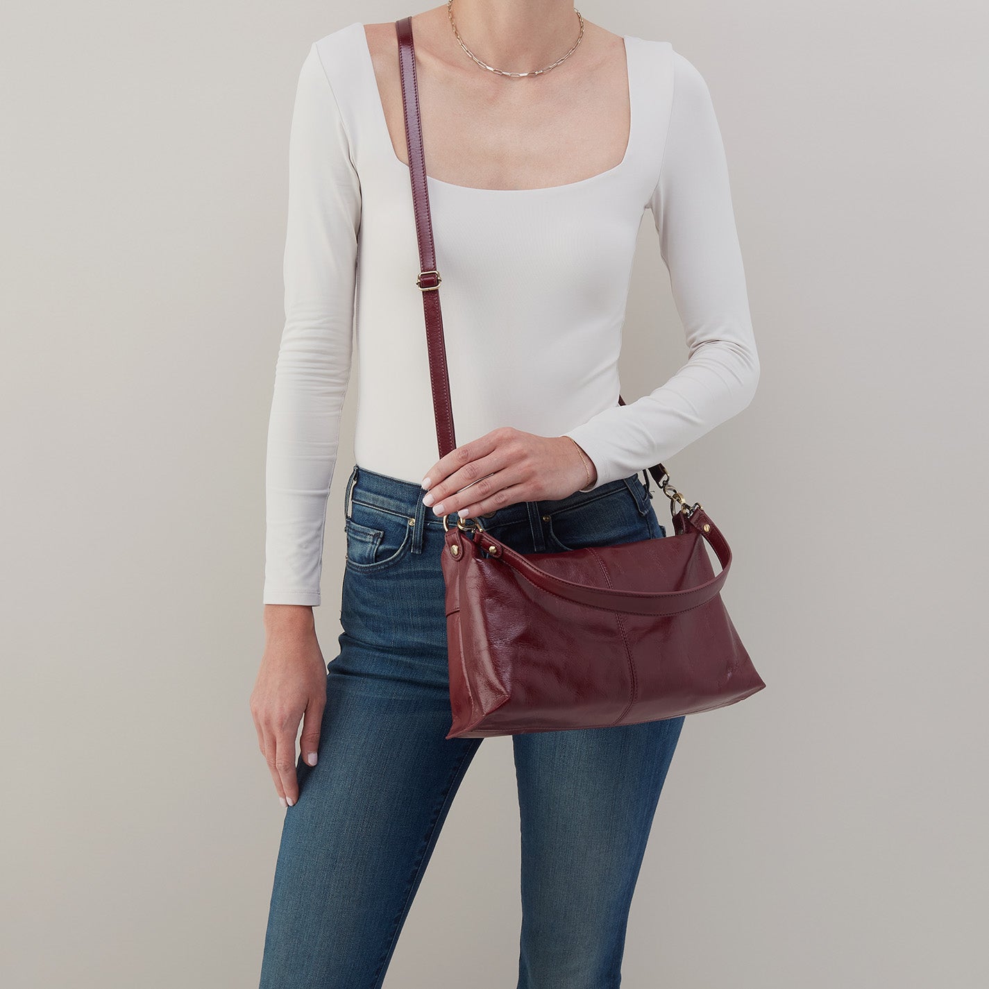 Stylish Avon Polished Leather Shoulder Bag in Winterberry - Perfect for Work, Travel & Everyday Use