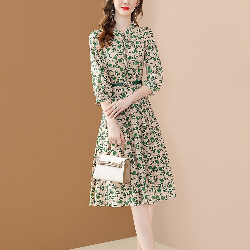 Elegant Women's Puff Sleeve Chiffon Dress for Party, Wedding & Special Occasions - Flowy Summer Maxi Dress with Ruffle Details