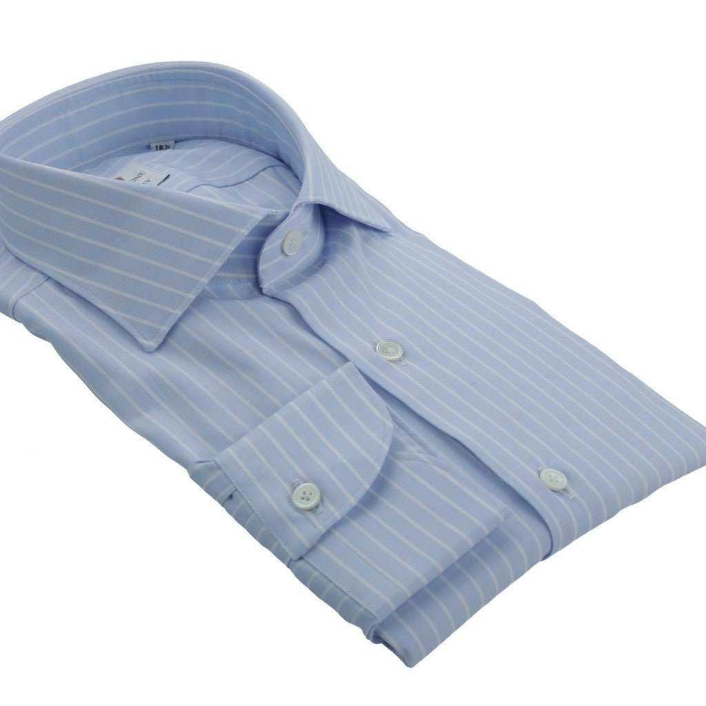 Henry Sartorial X Cordone Premium Business Shirt with Single Cuff - Sky Blue & White Stripe for Office Wear & Formal Occasions