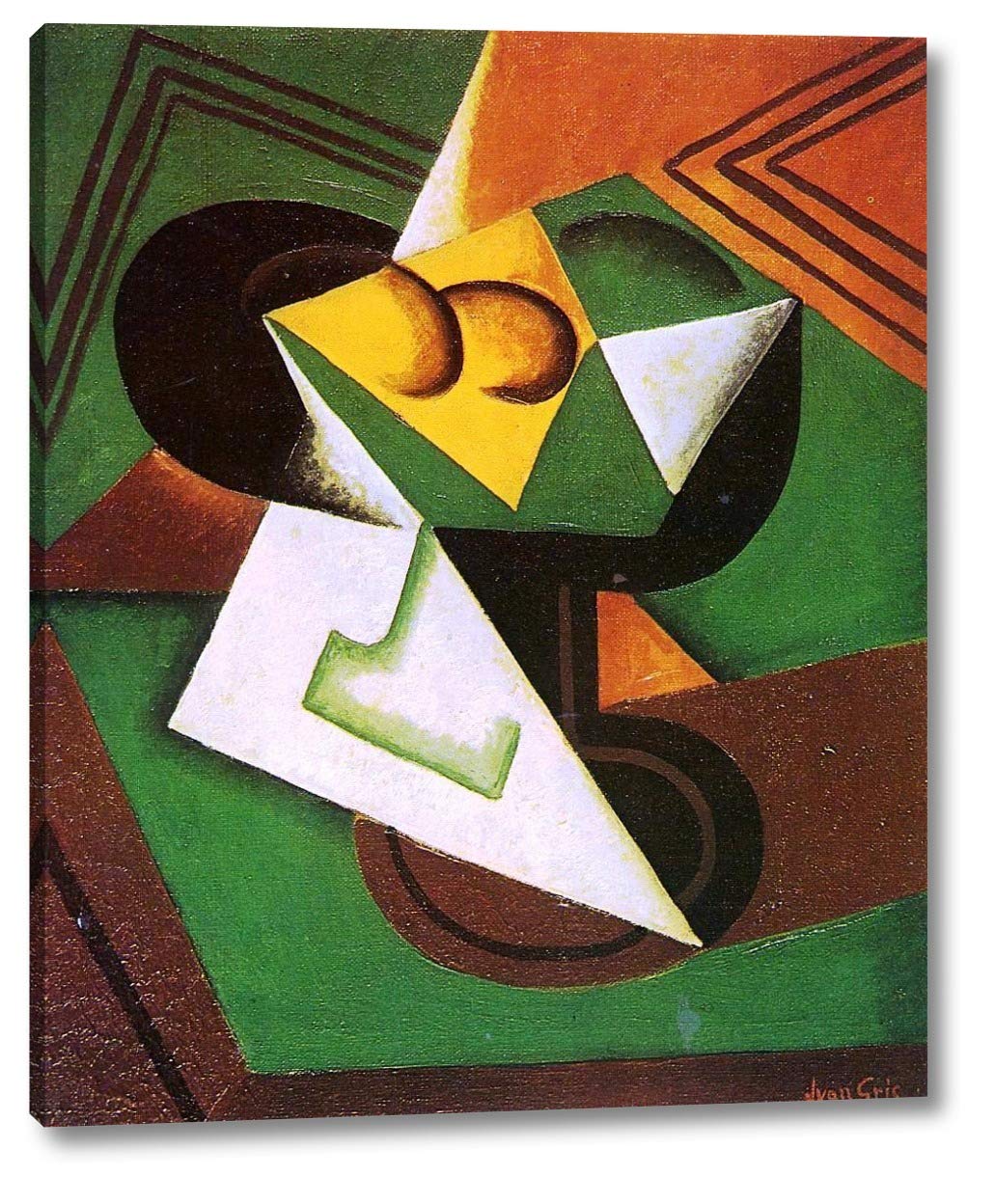 Juan Gris Fruit Bowl and Fruit Art Print - 13x16 Inch Gallery Wrap Canvas Wall Decor - Ready to Hang - Perfect for Kitchen, Dining Room or Modern Home Decor