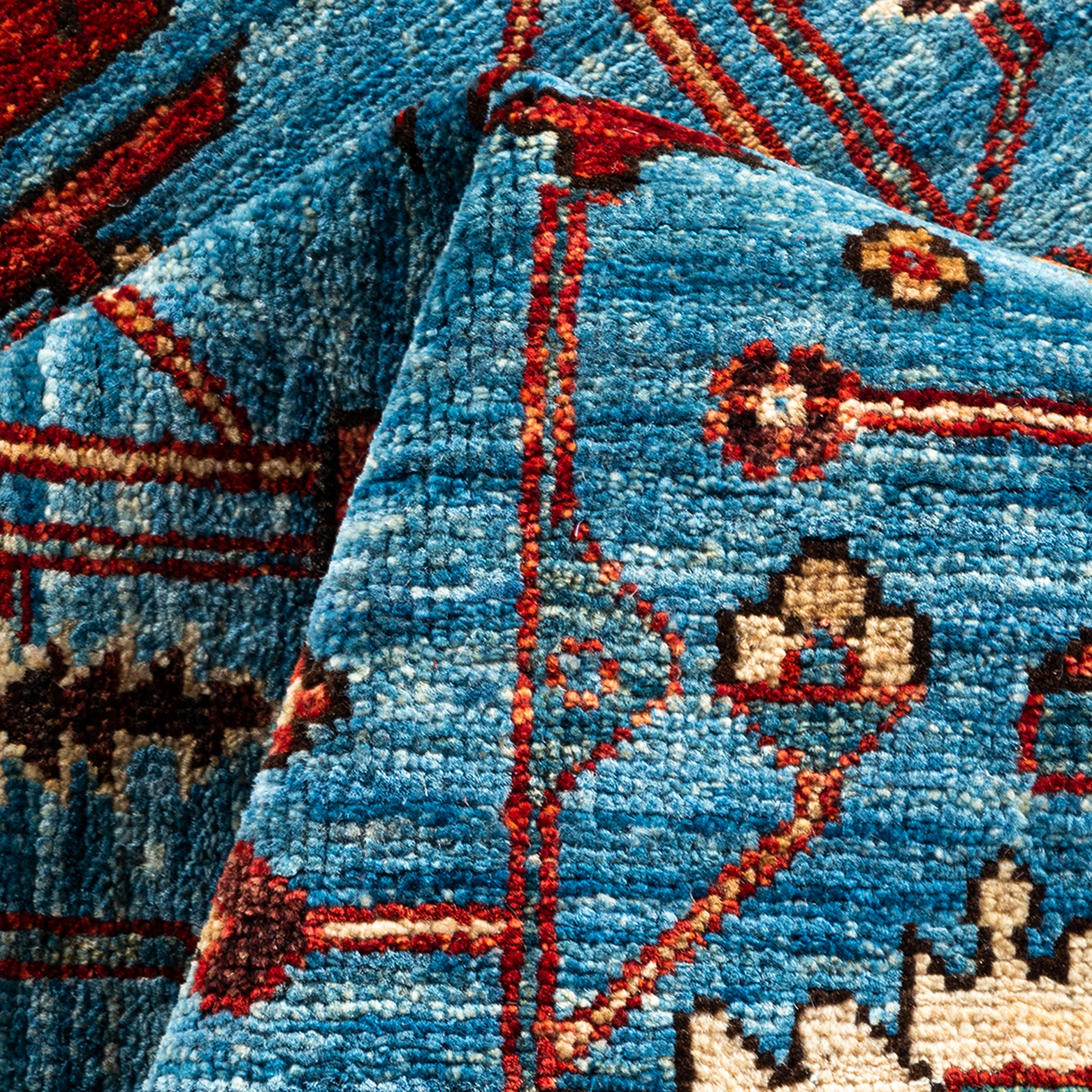 Handmade Blue Traditional Serapi Wool Rug 6'2