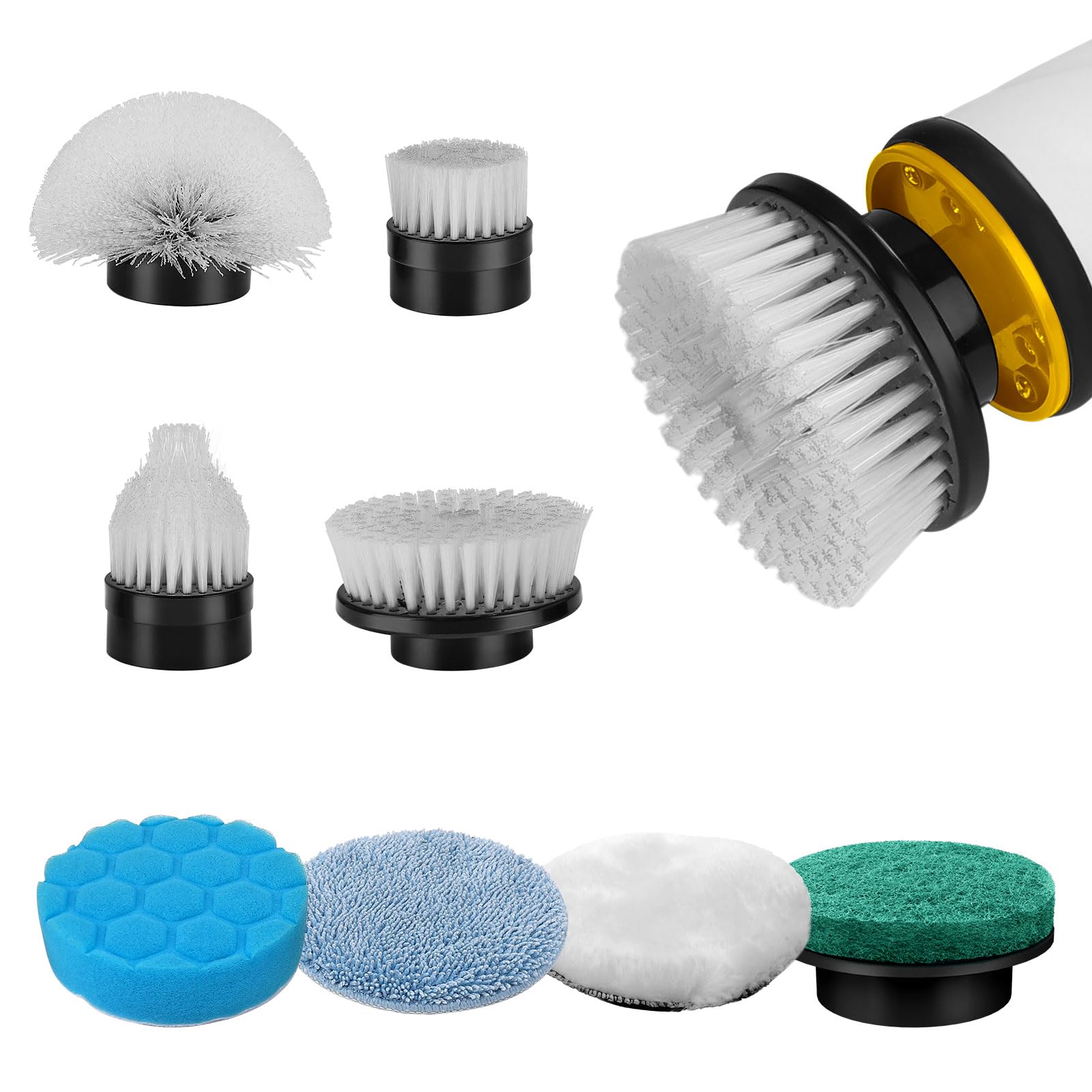 Electric Spin Scrubber Replacement Brush Heads - 8 Pack (4 Soft & 4 Hard Bristles) for Floors, Walls, Tubs & Tiles - Durable Cleaning Brush Accessories Kit for Deep Cleaning Bathrooms, Kitchens & Outdoor Surfaces