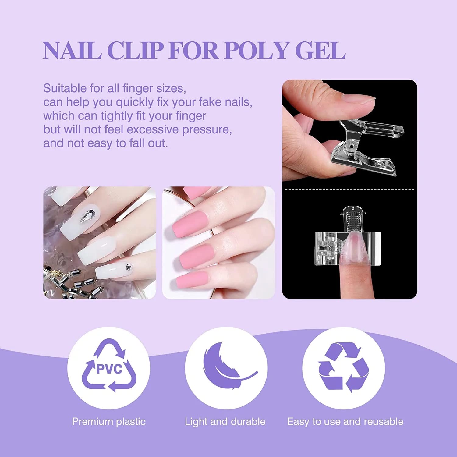 INOG Dual Nail Forms Set - 100PCS Clear Poly Gel Nail Extension Molds with 10 Sizes & Dual-End Brush for Salon & Home DIY | Perfect for Acrylic Nail Extensions, Gel Manicures & Nail Art Designs