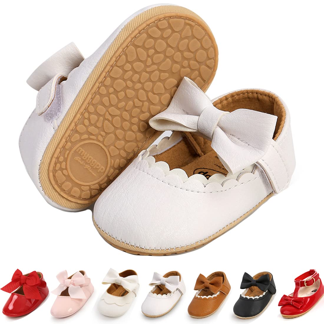 Baby Girl Shoes Soft Sole Mary Jane Flats for Infant Toddler Walking - Prewalkers Crib Shoes for Wedding Dress & Special Occasions