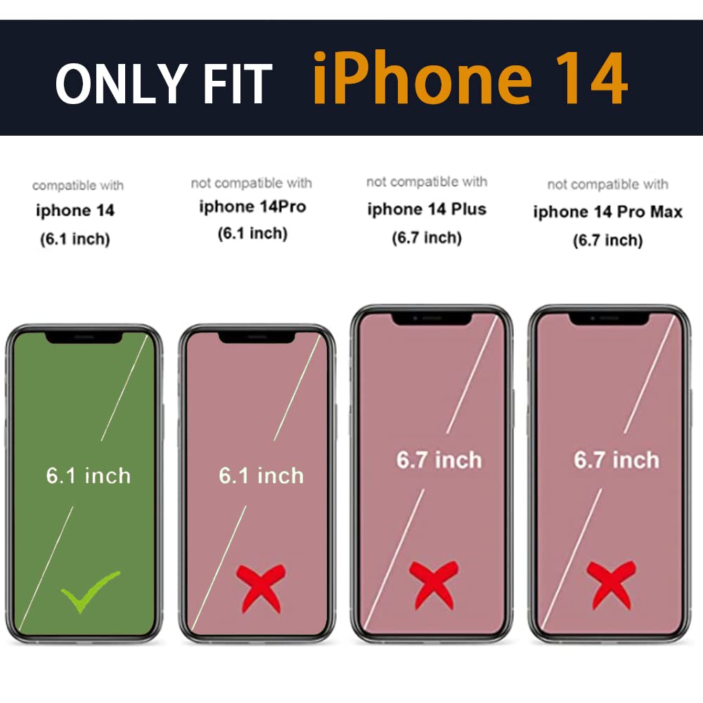 Premium PU Leather Wallet Case for iPhone 14 - Shockproof Protective Cover with RFID Blocking, Card Slots & Magsafe Wireless Charging | Brown Stand Phone Case for Work, Travel & Everyday Use
