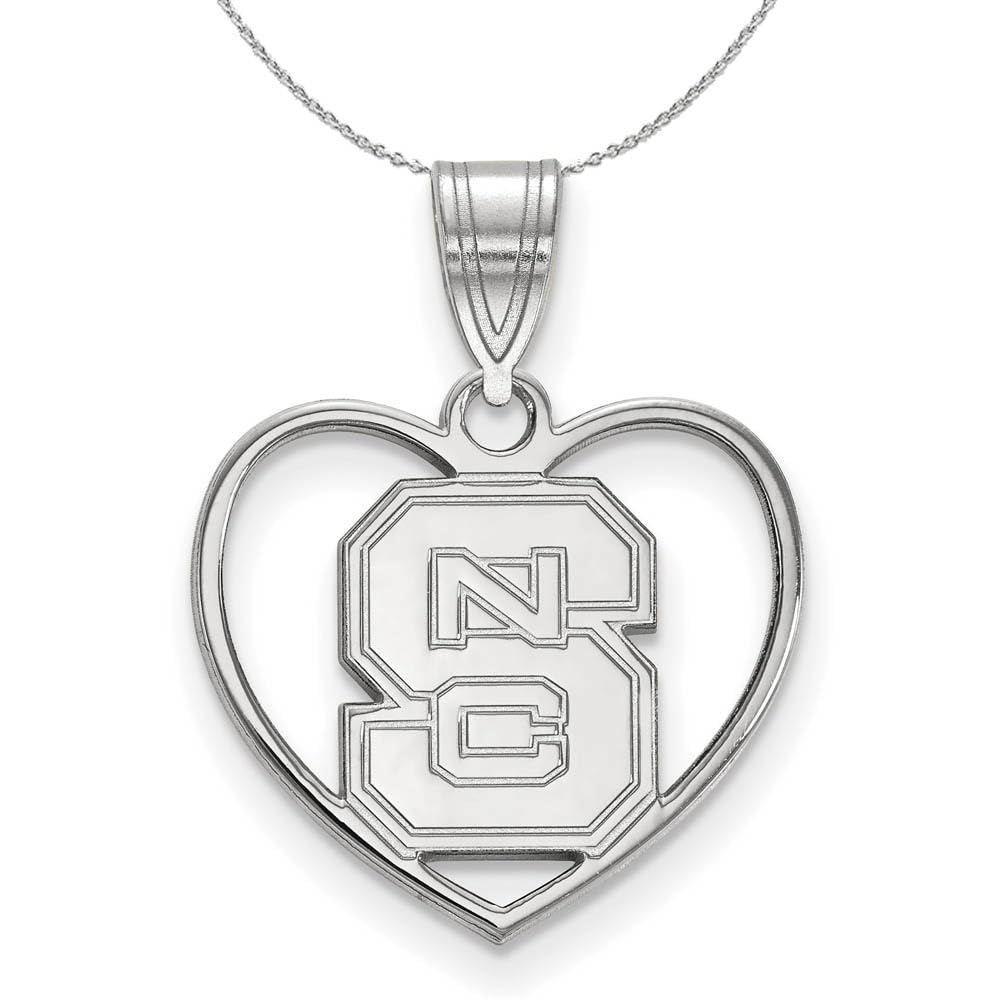 Black Bow Sterling Silver North Carolina Heart 'NCS' Necklace - Elegant Jewelry for Women, Perfect for Gifts, Anniversaries & Southern Pride