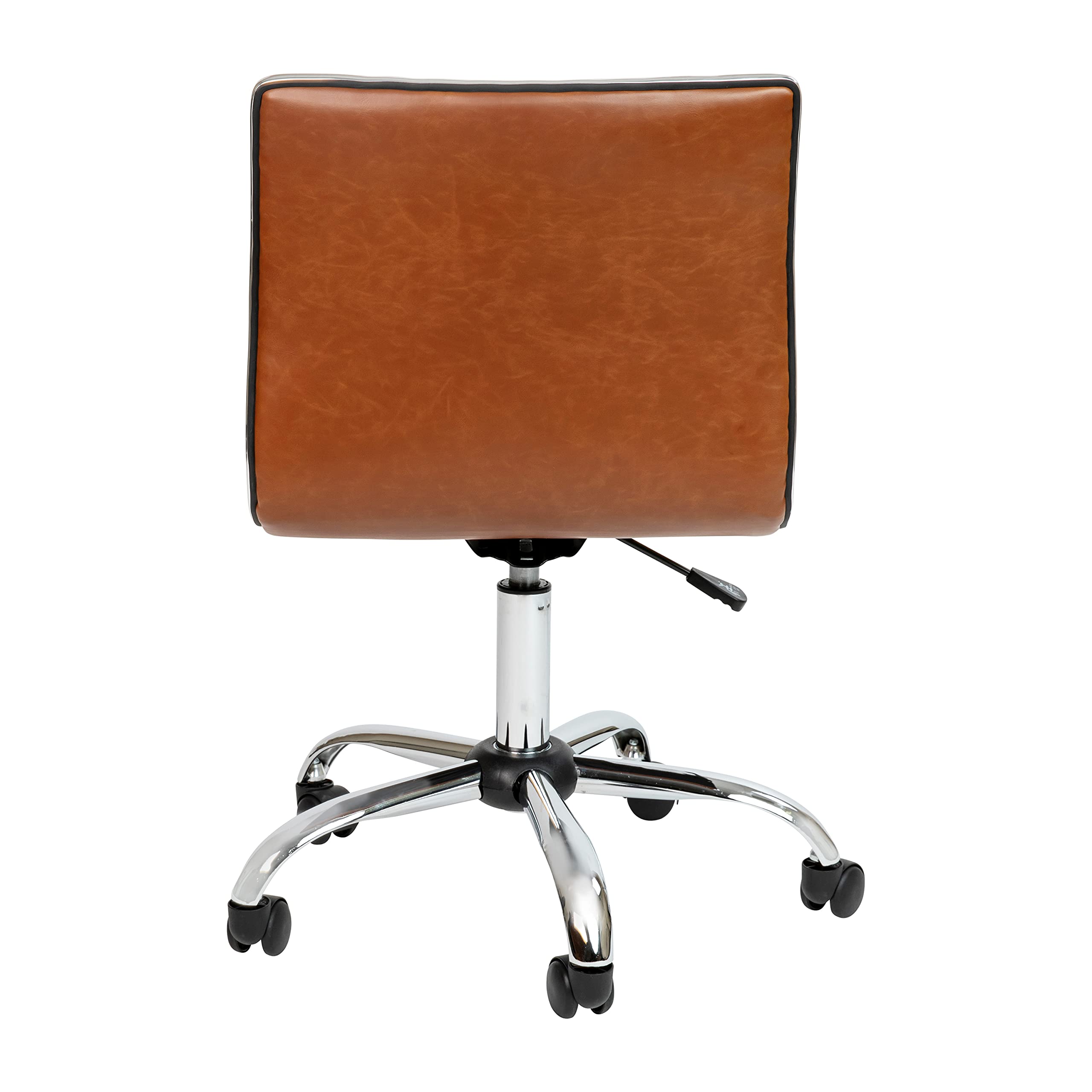 Flash Furniture Alan Office Task Chair - Brown Vinyl Ergonomic Desk Chair with Chrome Frame, Armless Design, Ribbed Back Support & Comfortable Seat for Home Office, Study or Workspace - Perfect for Long Hours Computer Work & Conference Rooms