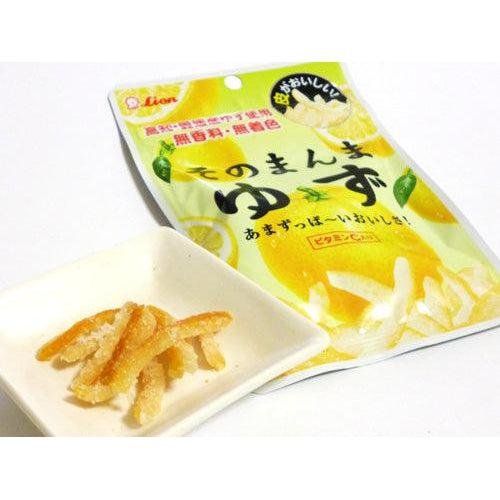 Premium Yuzu Citrus Peel Snack - Lion Sonomanma Candied Yuzu Peel 23g (Pack of 6) | Japanese Gourmet Treat for Tea Time, Dessert & Gift Giving