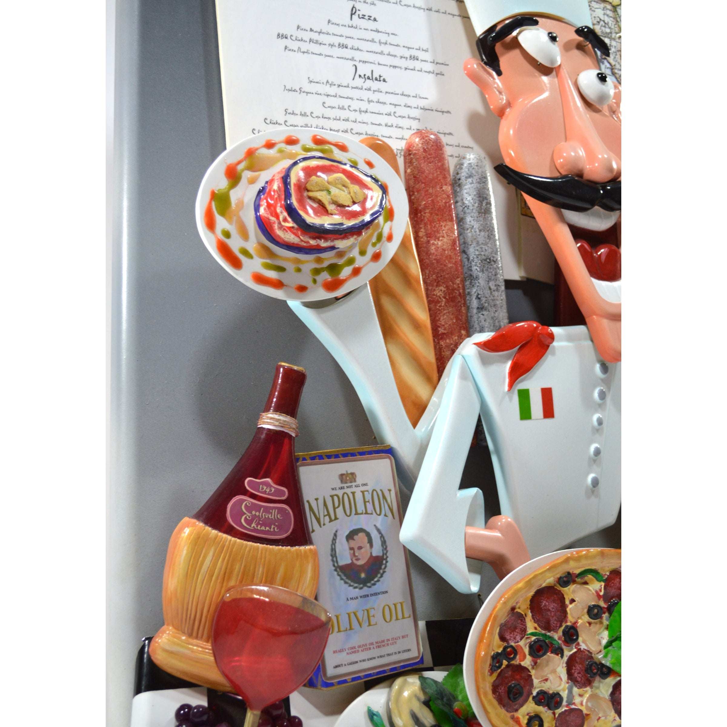 Original 3D Wall Sculpture Italian Chef by Roark Gourley - Handcrafted Restaurant Decor for Kitchen, Dining Room & Cafe Wall Art