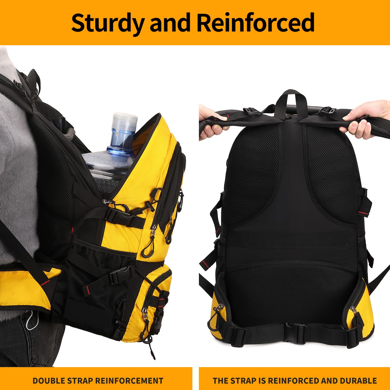 Nerlion 40L Waterproof Hiking Backpack - Lightweight Travel Backpack for Men & Women - Durable Camping & Outdoor Daypack (Yellow) - Perfect for Hiking, Traveling, Camping & Daily Commute