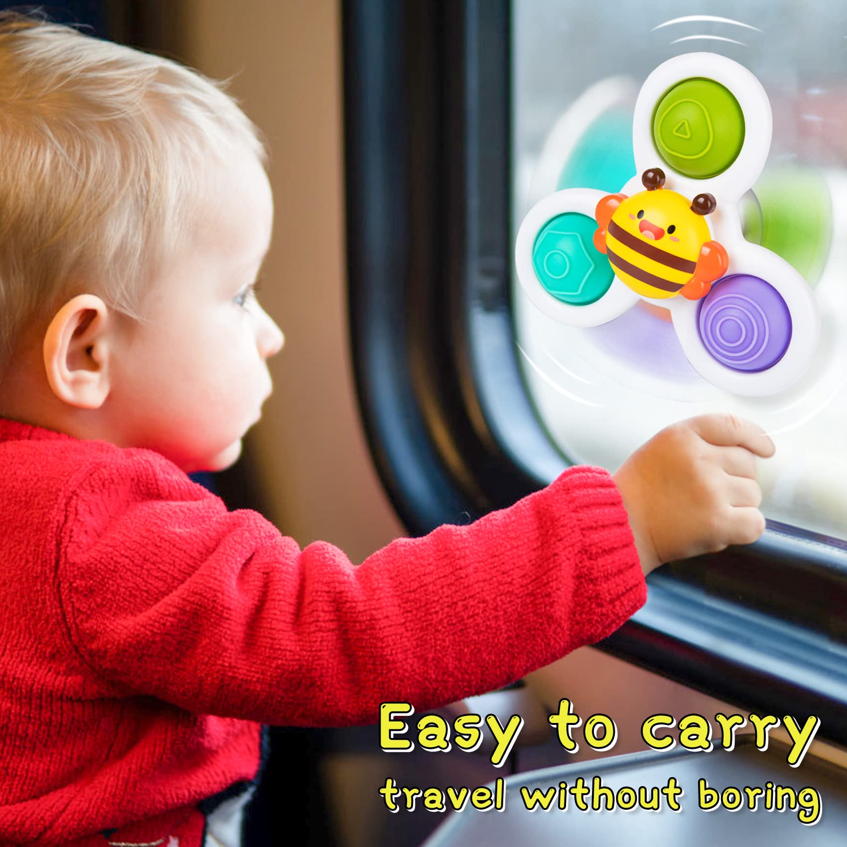 Best Suction Cup Spinner Toys for Babies 6-12 Months | Sensory Bath & Travel Toys for Toddlers 1-3 Years | Safe BPA-Free Baby Shower Toys | Perfect First Birthday Gift for Boys & Girls (3-Pack) - Fun for Bathtime, Car Rides & Early Learning Play
