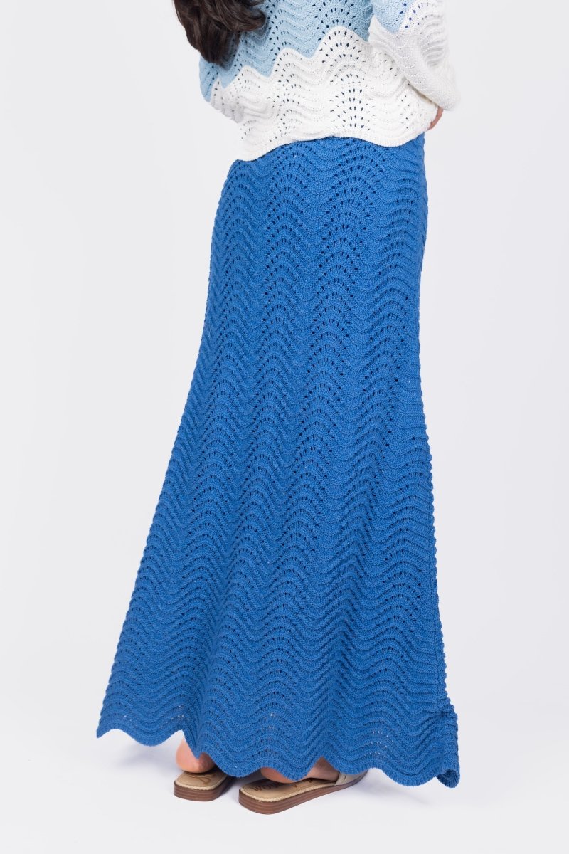 Miriam Skirt in Blue - Women's A-Line Midi Skirt for Casual & Office Wear | Perfect for Spring & Summer Outfits