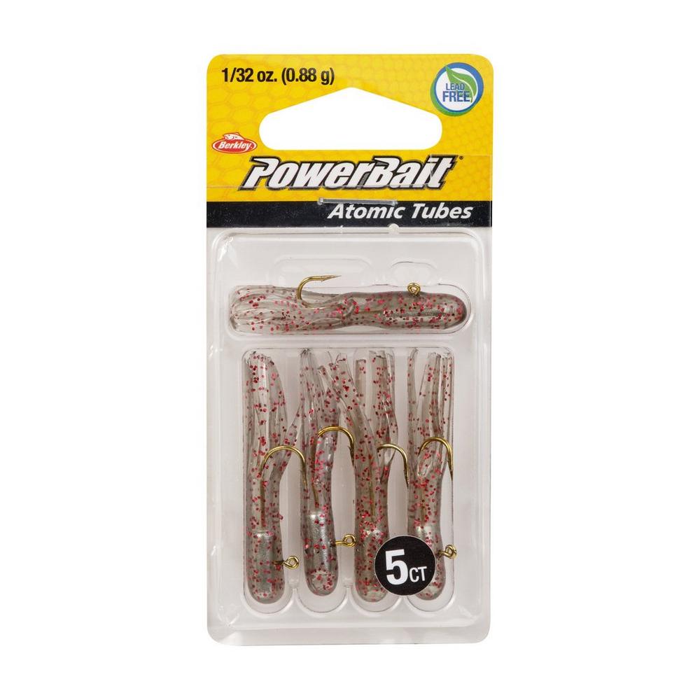 Berkley PowerBait Pre Rigged Atomic Tubes Fishing Lures - 5 Pack for Bass, Trout & Panfish - Perfect for Freshwater & Saltwater Fishing