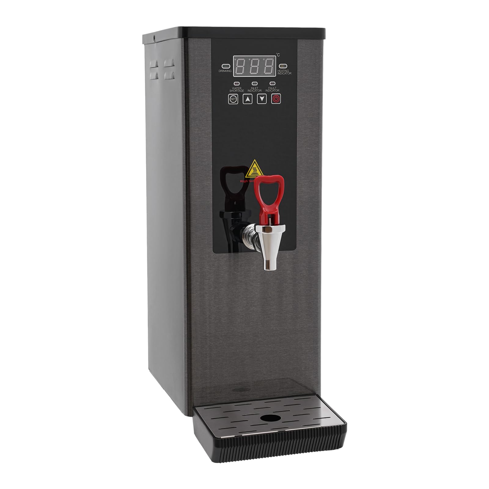 DYNAMI Commercial Hot Water Dispenser 2.4KW 35L/H Large Capacity Electric Water Boiler with 304 Stainless Steel Liner & Two-Stage Filtration - Intelligent Step Heating (10L/2.6gal, Black) - Perfect for Restaurants, Offices, and Cafes