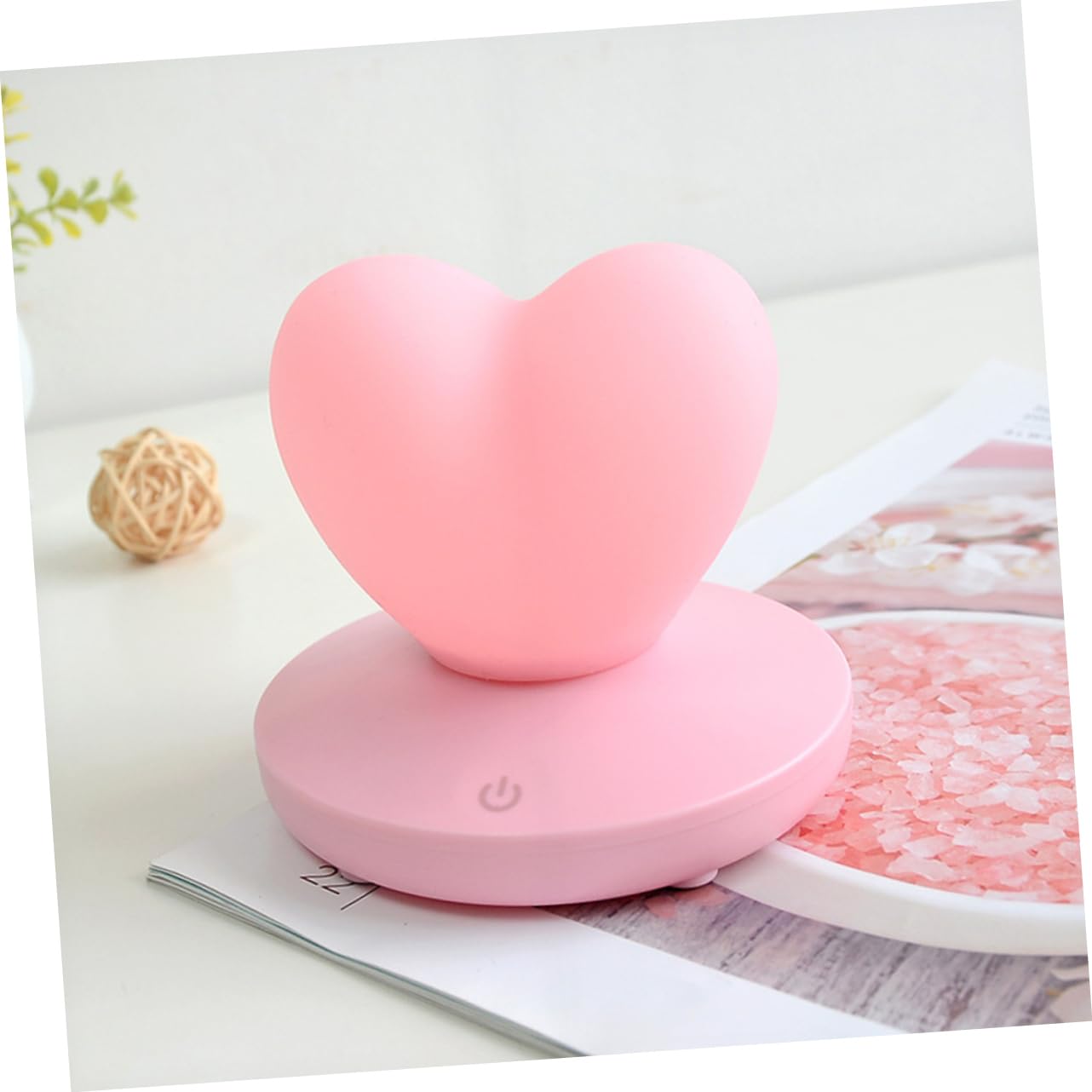 Angoily 2-Pack Rechargeable LED Night Light for Kids - Heart Shape Bedside Lamp with Auto Sensor, Perfect for Nursery, Bedroom & Bathroom Nightlight