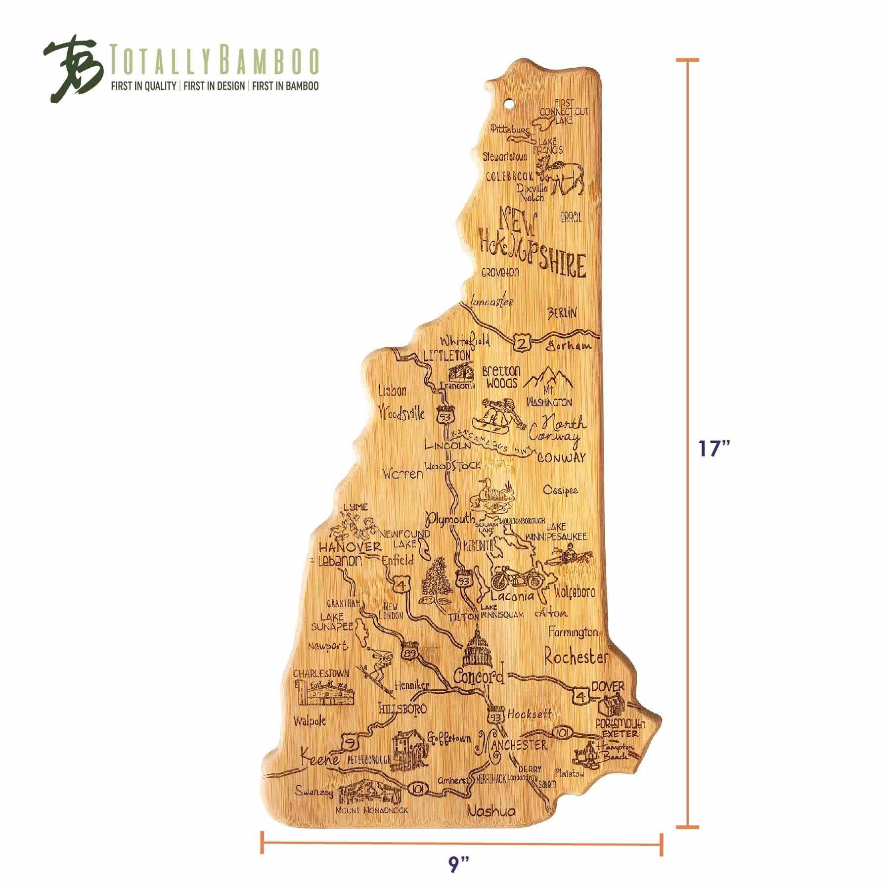 Premium New Hampshire Themed Wooden Cutting Board - 9