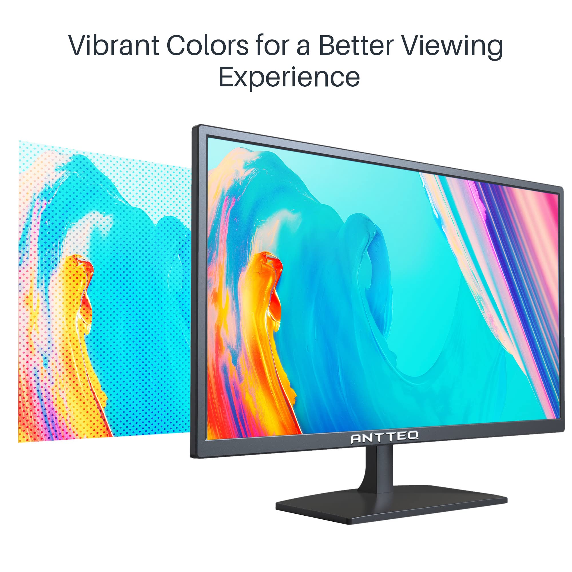 22 Inch Business Computer Monitor - FHD 1080p 75Hz LED Desktop Monitor with Low Blue Light & Eye Comfort, HDMI VGA Ports, Black - Perfect for Office Work, Gaming, and Home Use