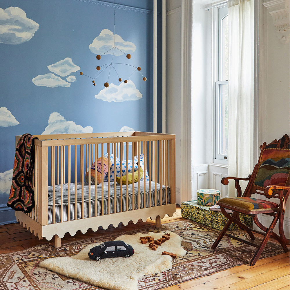 Oeuf Moss Birch Wooden Crib for Babies & Toddlers - Modern Nursery Furniture for Safe & Stylish Infant Sleep - Perfect for Bedrooms, Daycares & Nurseries