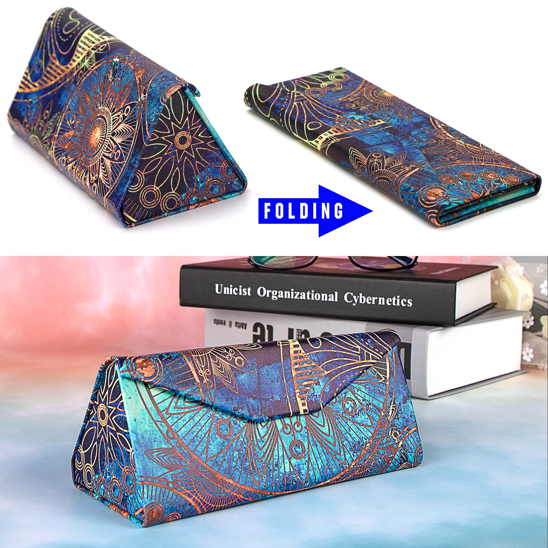 Foldable Glass Sunglasses Case - Premium Leather Eyeglass Holder for Men & Women - Compact Travel Sunglass Pouch for Car, Office & Outdoor Activities