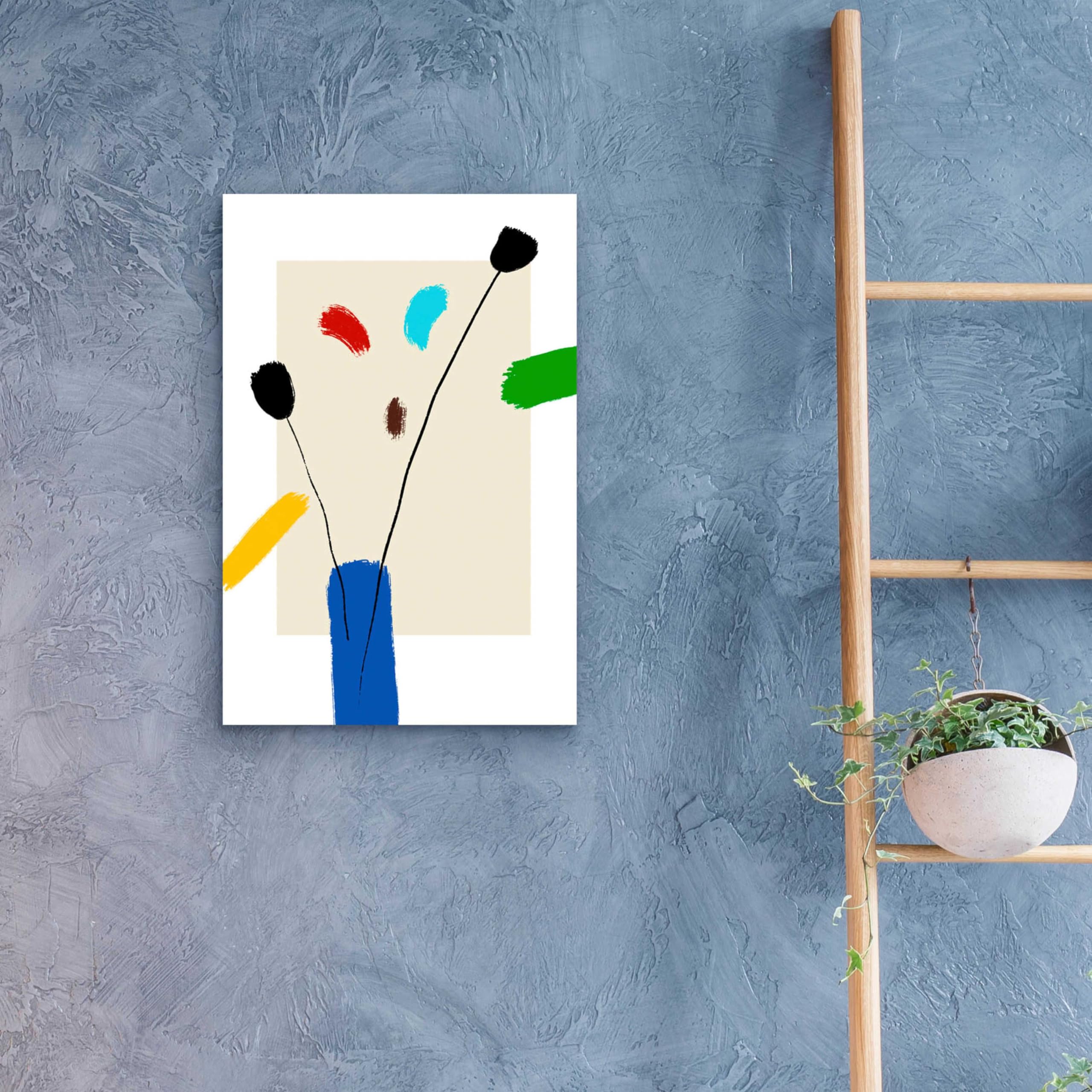 Happy Flowers by Cesare Bellassai - 16x24 Inch Vibrant Acrylic Glass Wall Art Decor - Modern Home & Office Painting for Living Room, Bedroom, or Gift