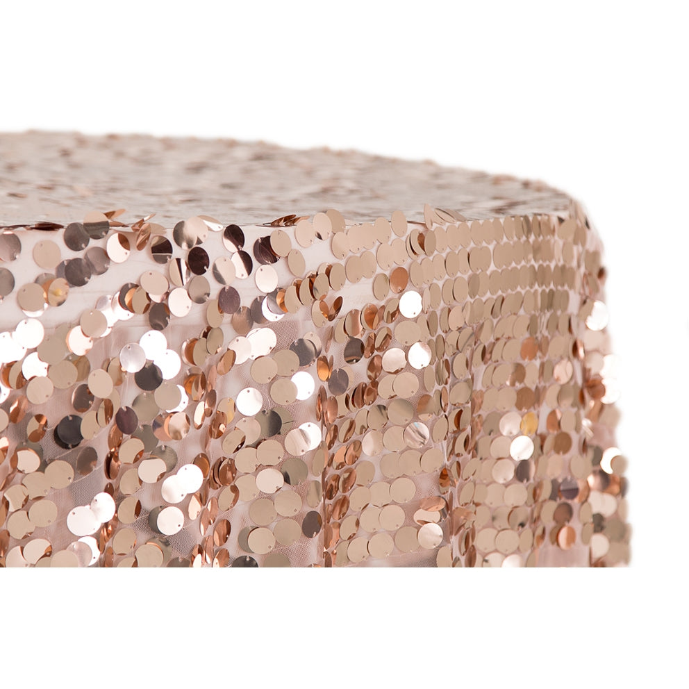 Large Payette Sequin 132 Round Tablecloth - Blush/Rose Gold - Perfect for Weddings, Parties & Special Events