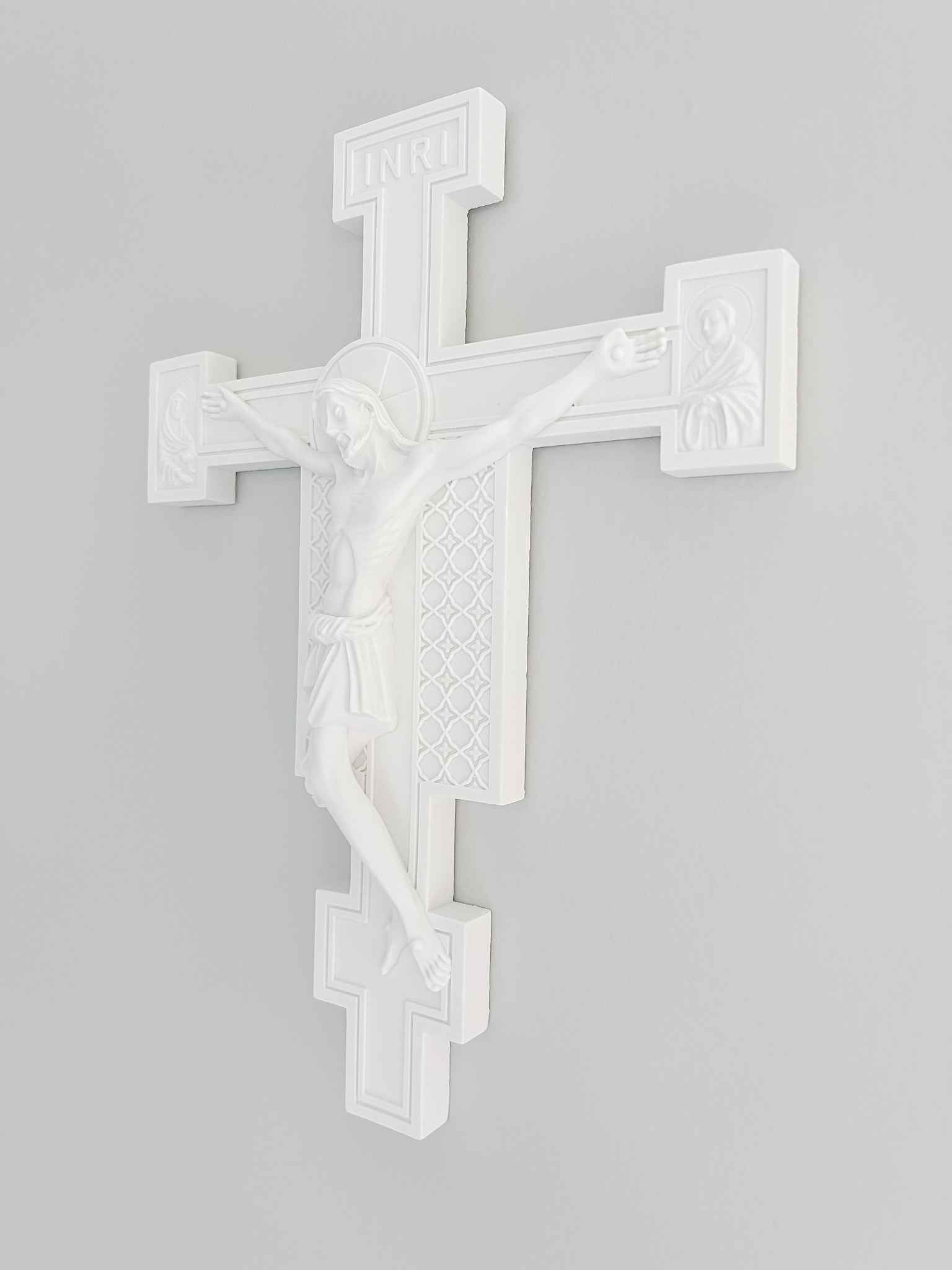 White Florentine Crucifix - Handcrafted Religious Cross Pendant for Necklace - Perfect for Gifts, Baptism, First Communion & Spiritual Jewelry