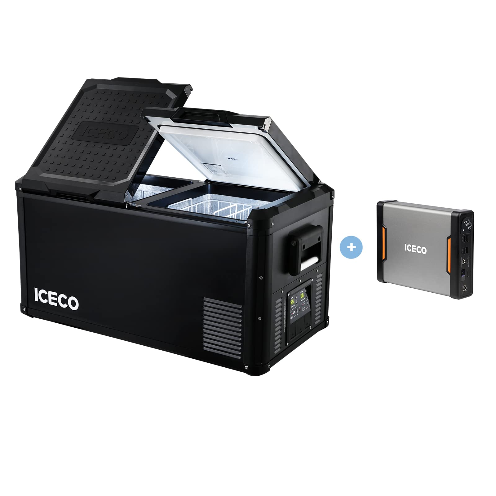 ICECO VL75 ProD 75L Portable Car Refrigerator with SECOP Compressor - 12V/24V DC & 110-240V AC - Dual USB Chargers - Adjustable Temperature (0°F to 50°F) - Multi-Directional Lid for Camping, Road Trips & Home Use