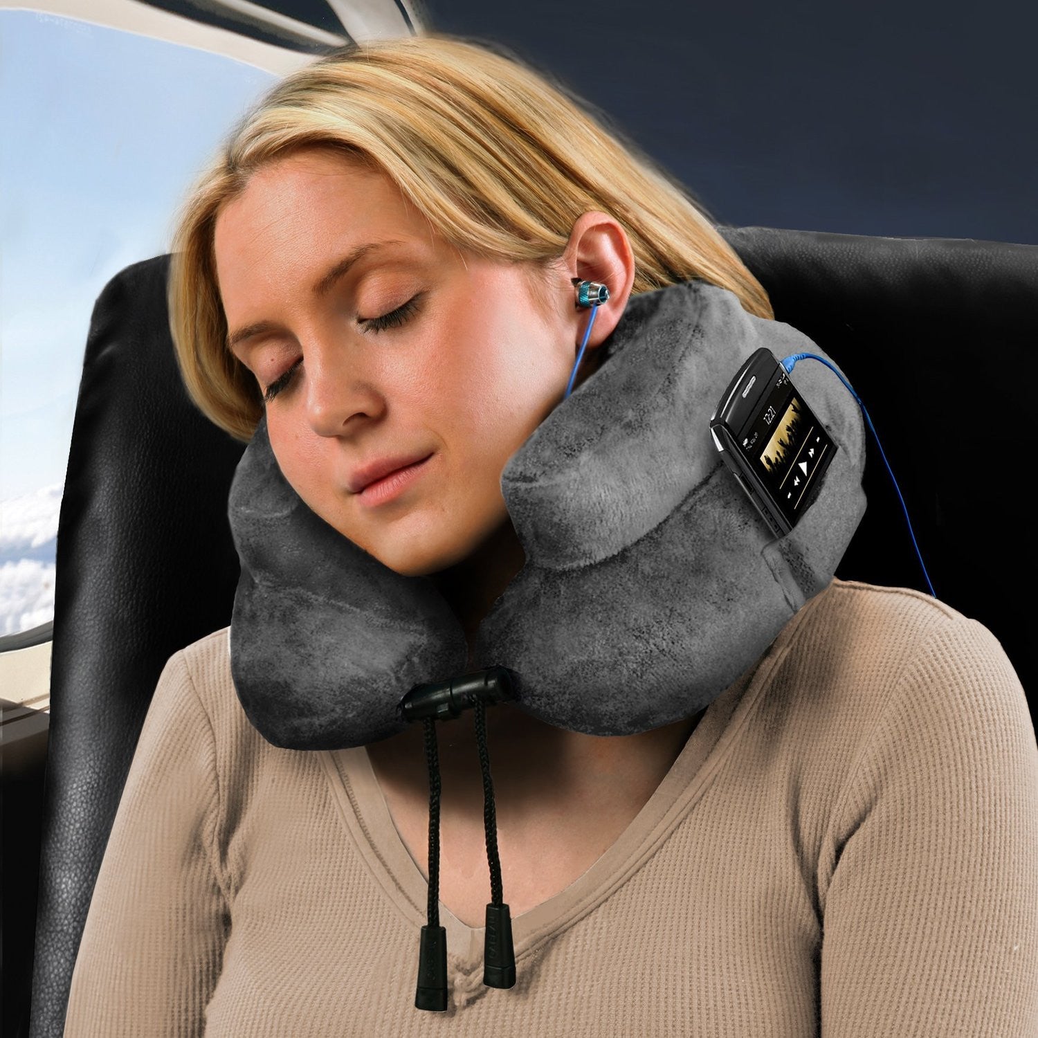 Cabeau Air Evolution Travel Pillow - Grey Memory Foam Neck Support for Airplane, Car & Office - Comfortable & Portable for Long Flights & Road Trips