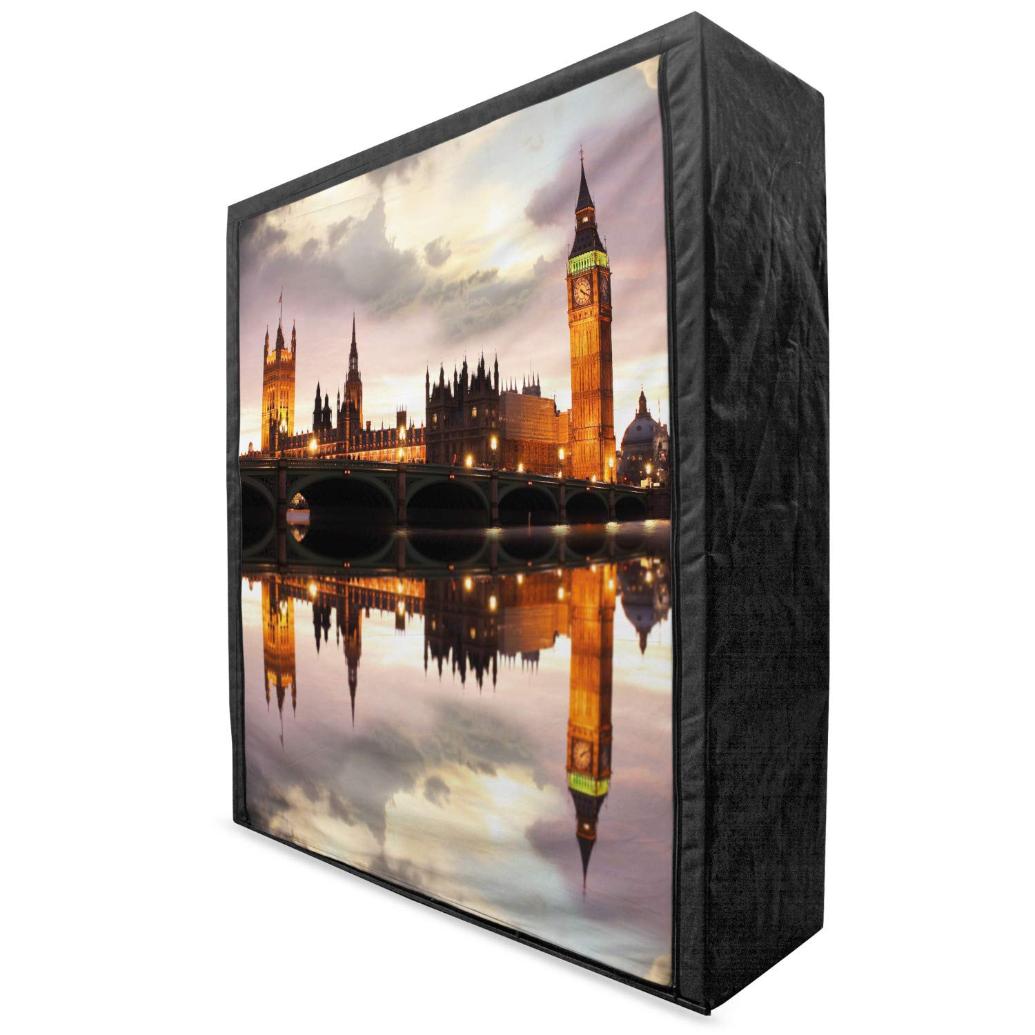 Ambesonne Urban Portable Fabric Wardrobe - Surreal Big Ben London British Architecture Design, 59
