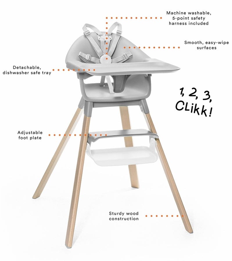 Stokke Clikk High Chair - Modern & Adjustable Baby Feeding Chair for Toddlers - Perfect for Dining, Kitchen, and Restaurant Use
