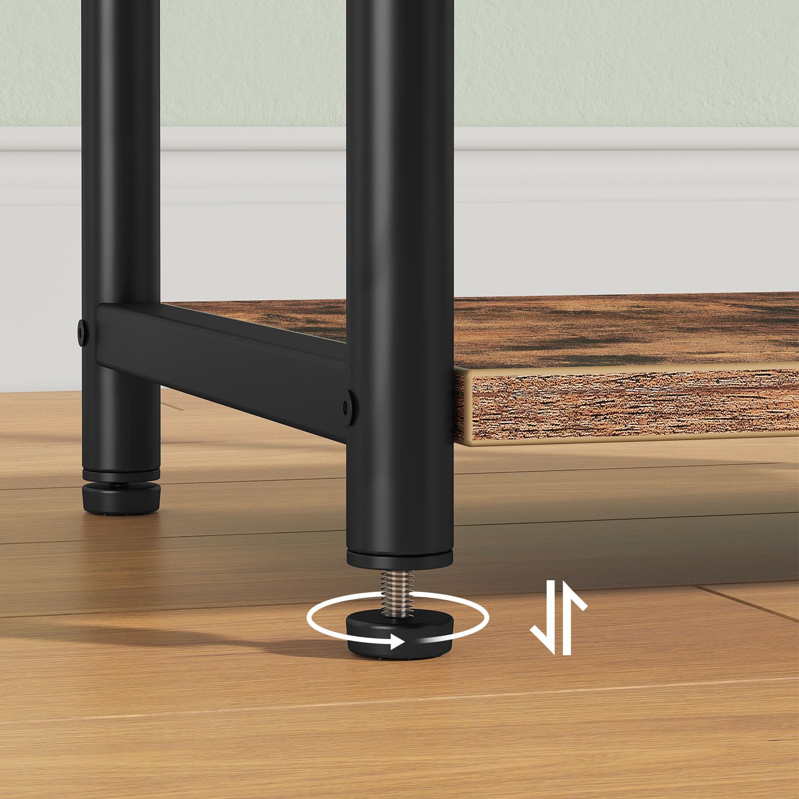 Rolanstar Small End Table with USB Charging Station & 3 Storage Shelves - Narrow Nightstand for Bedroom, Living Room - Rustic Brown Side Table Perfect for Small Spaces | Ideal for Charging Devices & Organizing Essentials