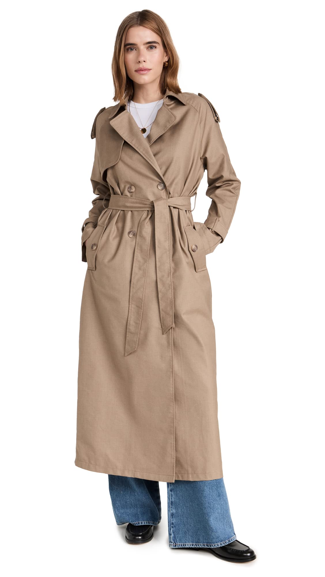 Women's Waterproof Trench Coat with Belt - Stylish Long Raincoat for Outdoor, Travel & Work - Windproof & Lightweight for All Seasons