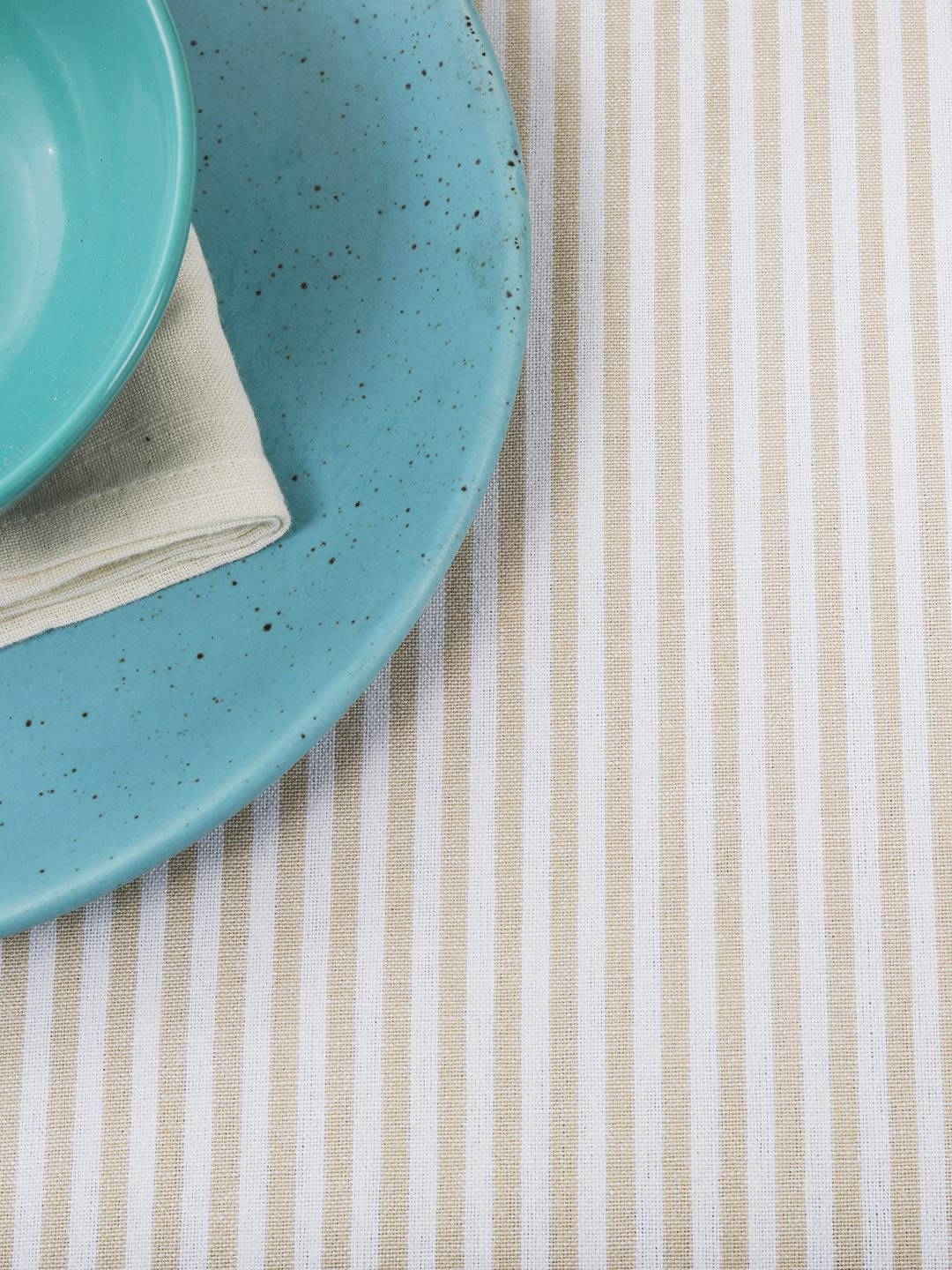 Premium Cotton Table Runner - Striped Beige & White for Dining Table Decor | Elegant Kitchen & Dining Room Tablecloth | Perfect for Holiday Dinners, Wedding Decor & Home Styling