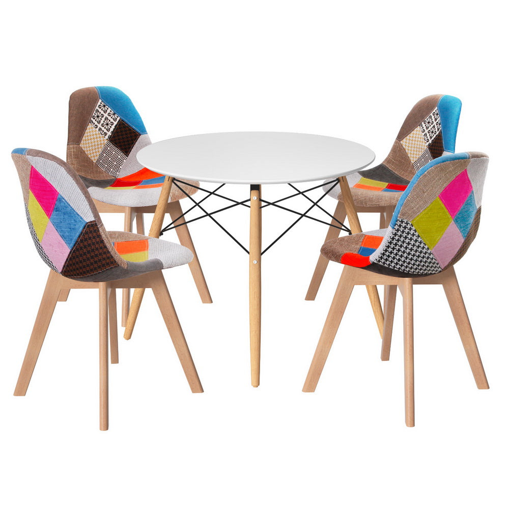 Artiss 5-Piece White DSW Dining Table and Chairs Set - Modern Kitchen & Breakfast Nook Furniture for Small Spaces