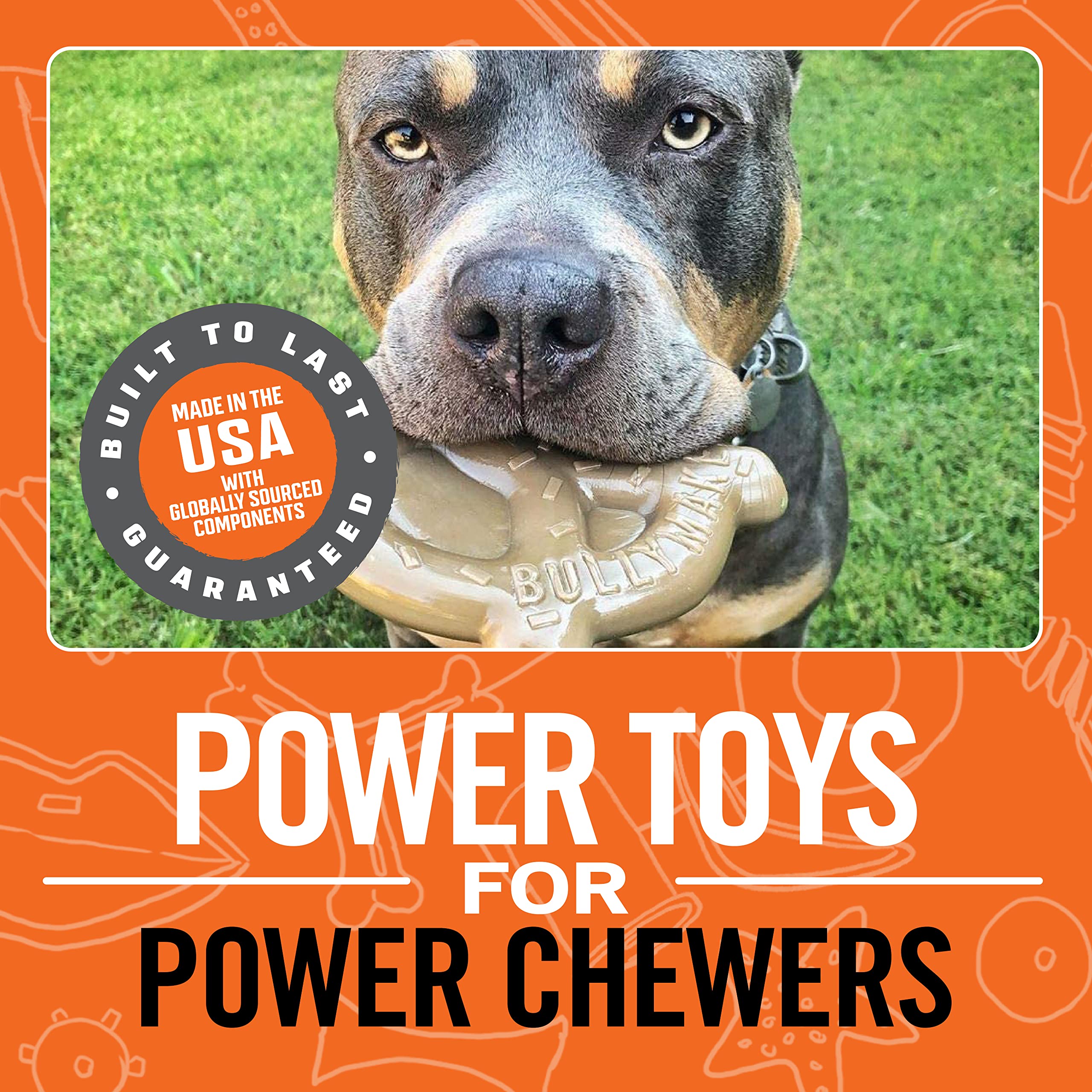 BULLYMAKE Durable Nylon Pretzel Dog Chew Toy for Aggressive Chewers | USA-Made Heavy Duty Dog Toy for Large Breeds | Great for Teething, Boredom & Training Sessions