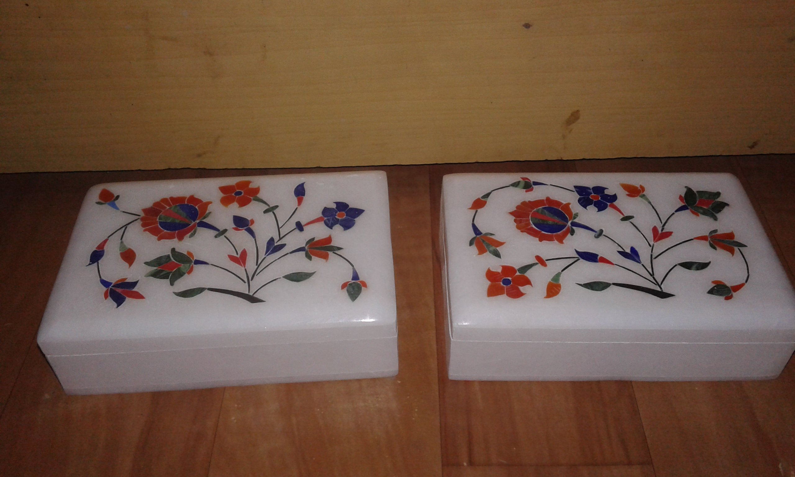 Set of 2 White Marble Jewelry Storage Boxes (6