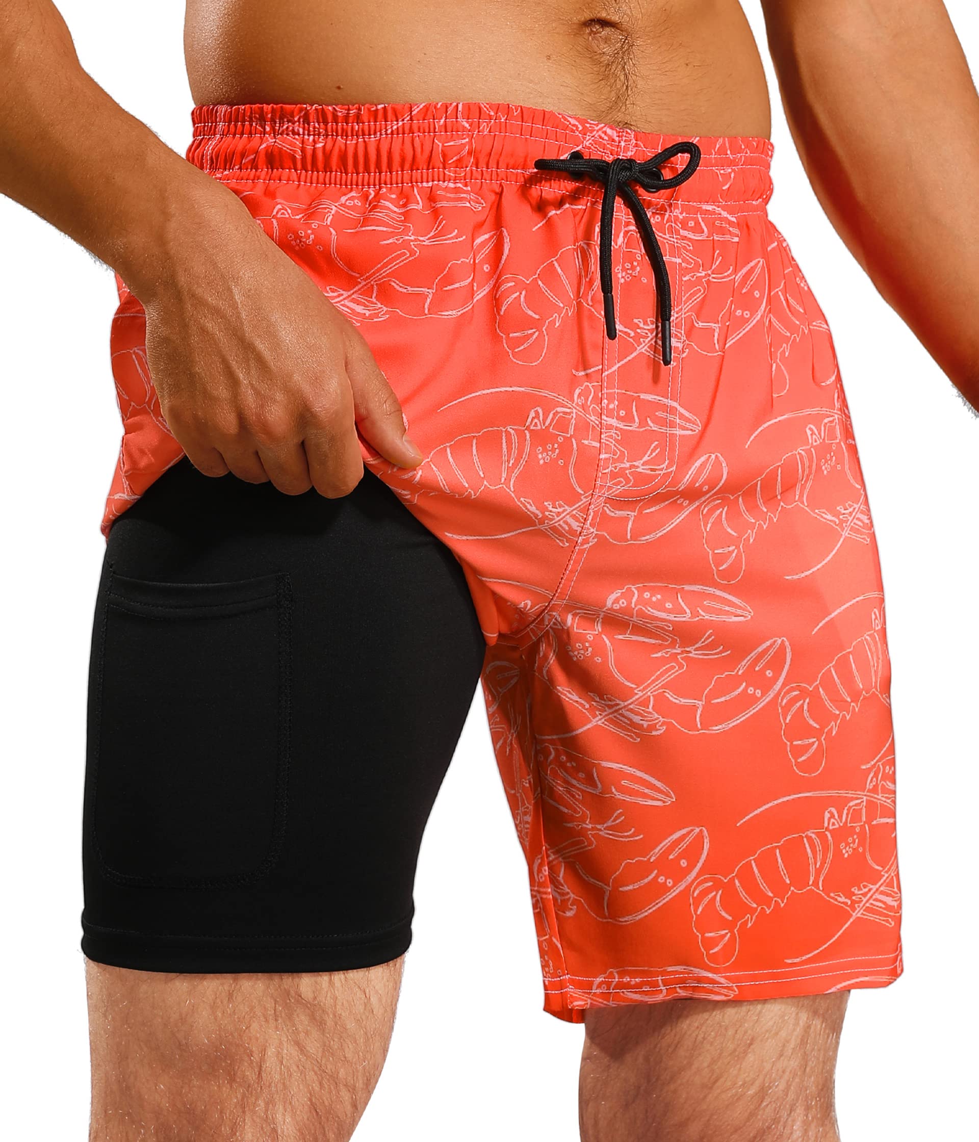 Men's Quick Dry Swim Trunks with Compression Liner - 7 Inch Inseam Swim Shorts for Swimming, Beach & Water Sports | Comfortable Athletic Swimwear for Pool, Vacation & Summer Activities