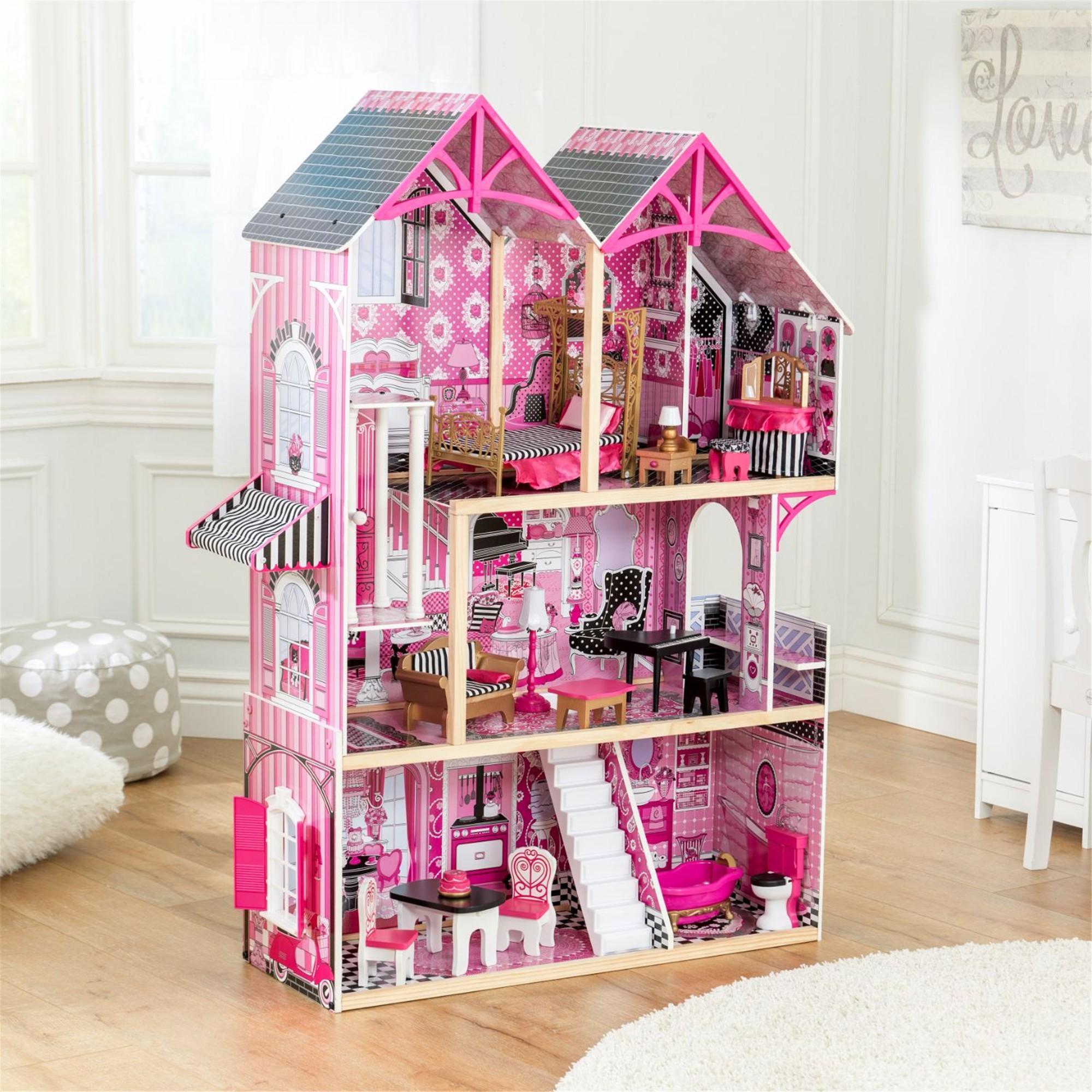 KidKraft Bella Dollhouse - Wooden Dollhouse for Girls with Furniture & Accessories | Perfect for Pretend Play, Birthday Gifts & Room Decor
