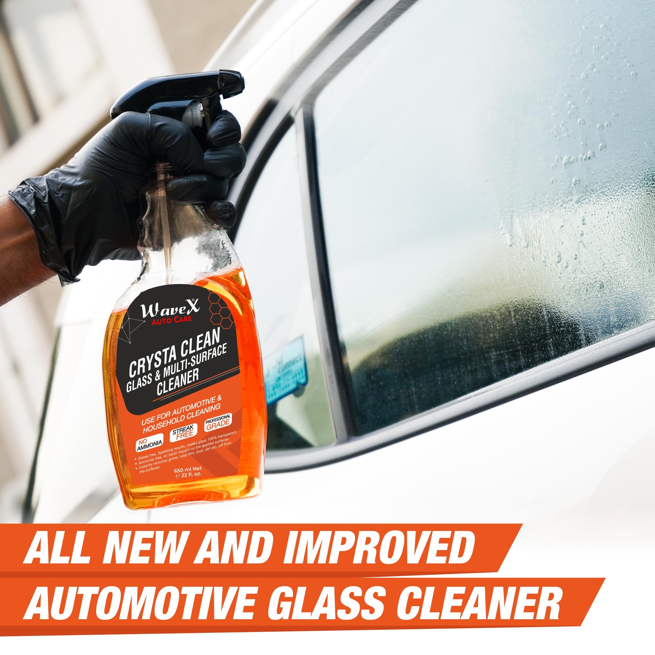 Wavex Crysta Clean 650ml Professional Automotive Glass Cleaner | Streak-Free, Multi-Surface Formula for Car Windows, Mirrors & Home Glass | Perfect for Cars, Trucks, Motorcycles & Household Use