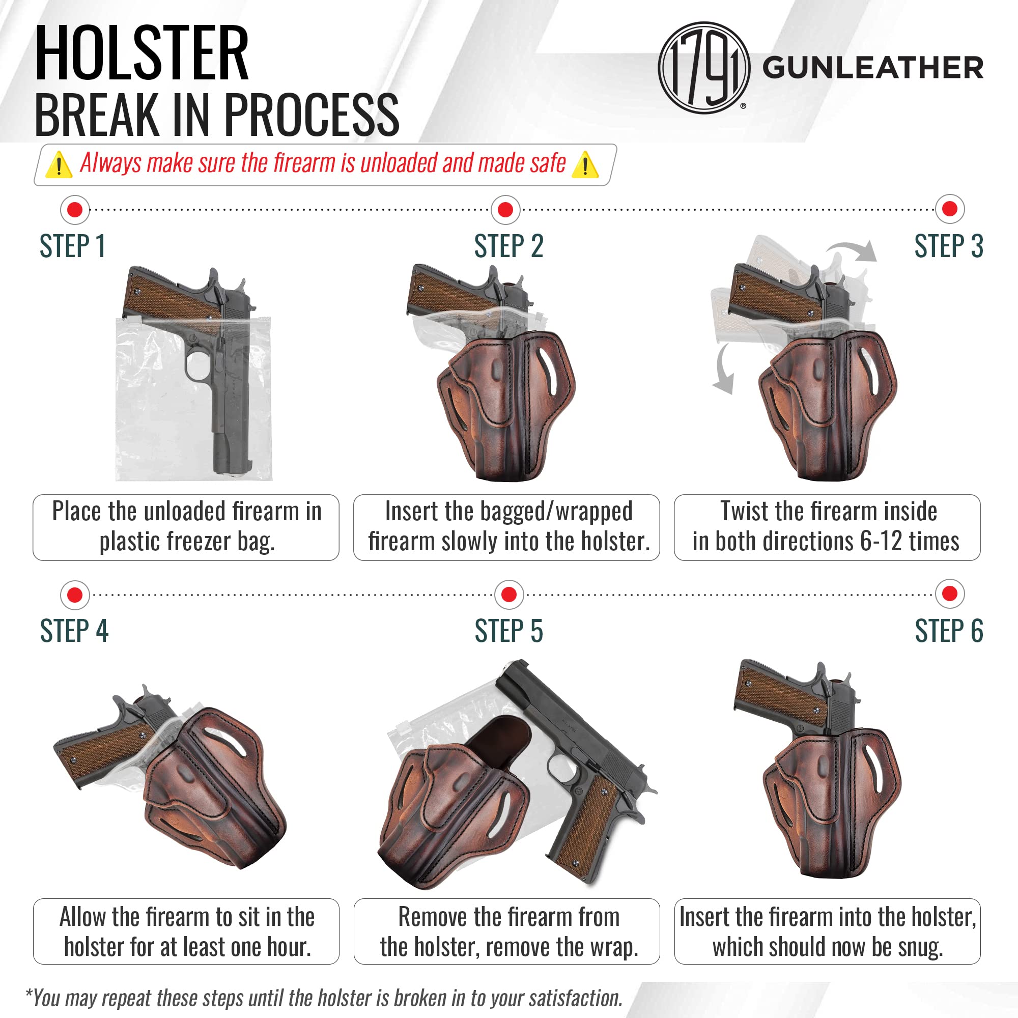 1791 Gunleather 1911 Holster - Right Hand OWB Leather Gun Holster for Belts | Fits All 1911 Models with 4