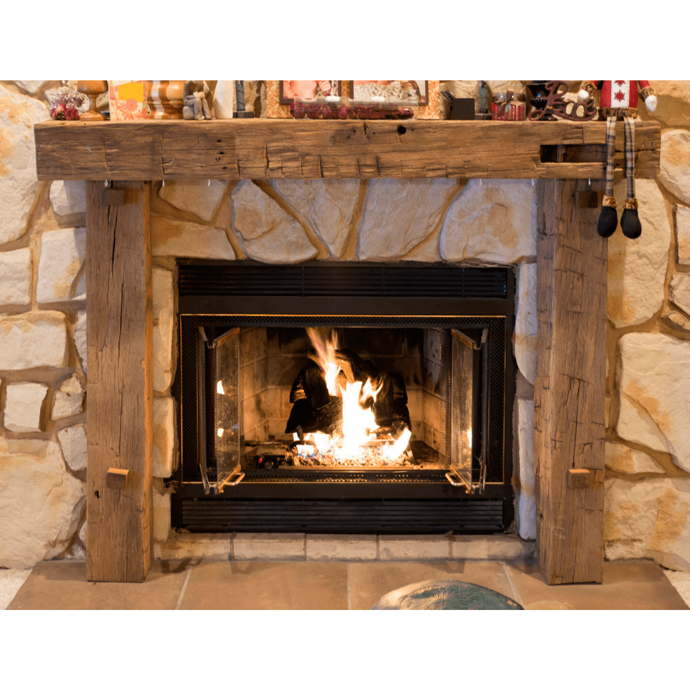 Reclaimed Wood Mantel Shelf 6x6 - Rustic Barn Beam Shelf for Fireplace, Floating Shelves, Home Decor - Perfect for Living Room, Bedroom, or Farmhouse Style
