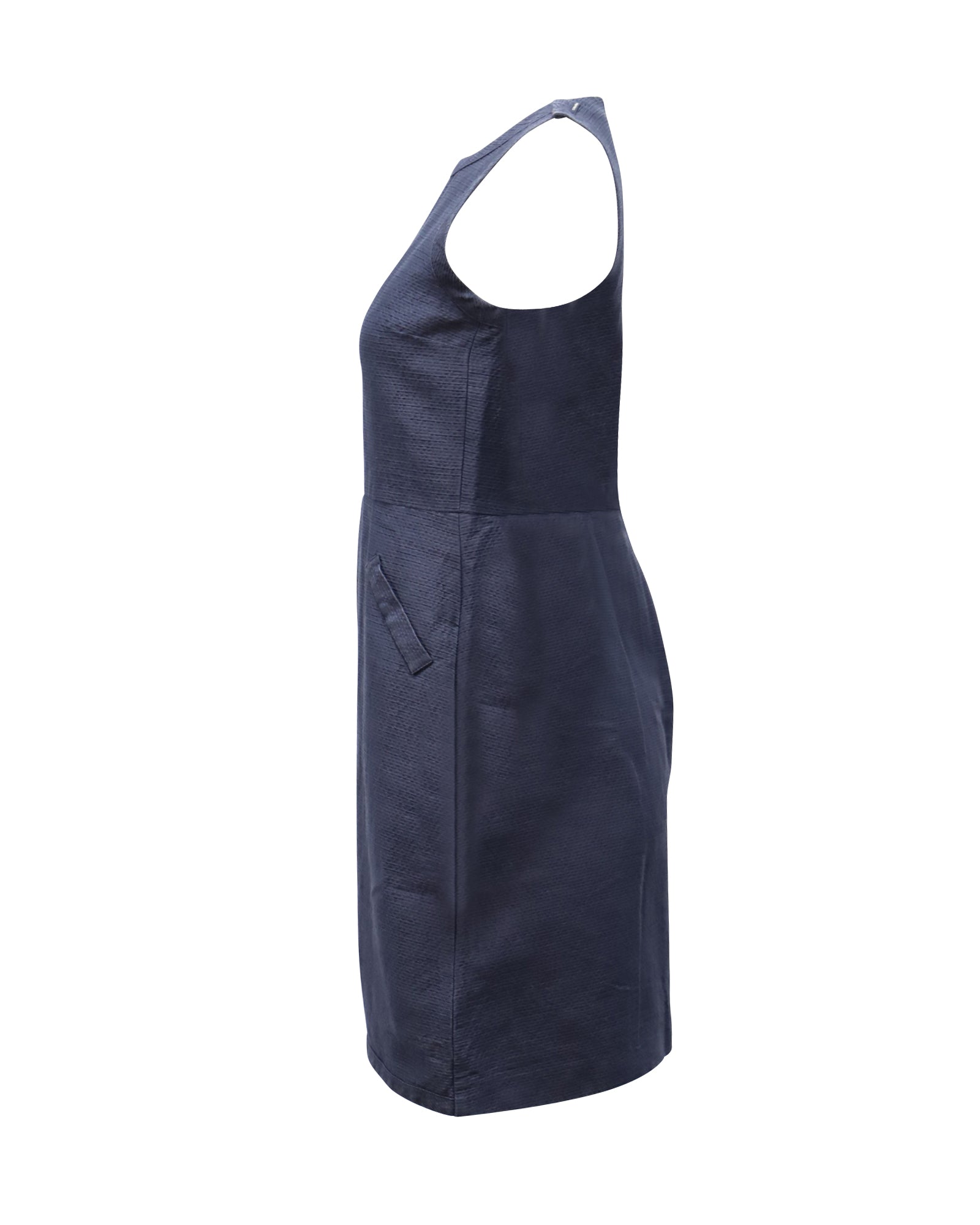 Max Mara Women's Navy Blue Cotton Halter Dress - Elegant Summer Beachwear & Casual Outfit for Parties, Vacations, and Date Nights