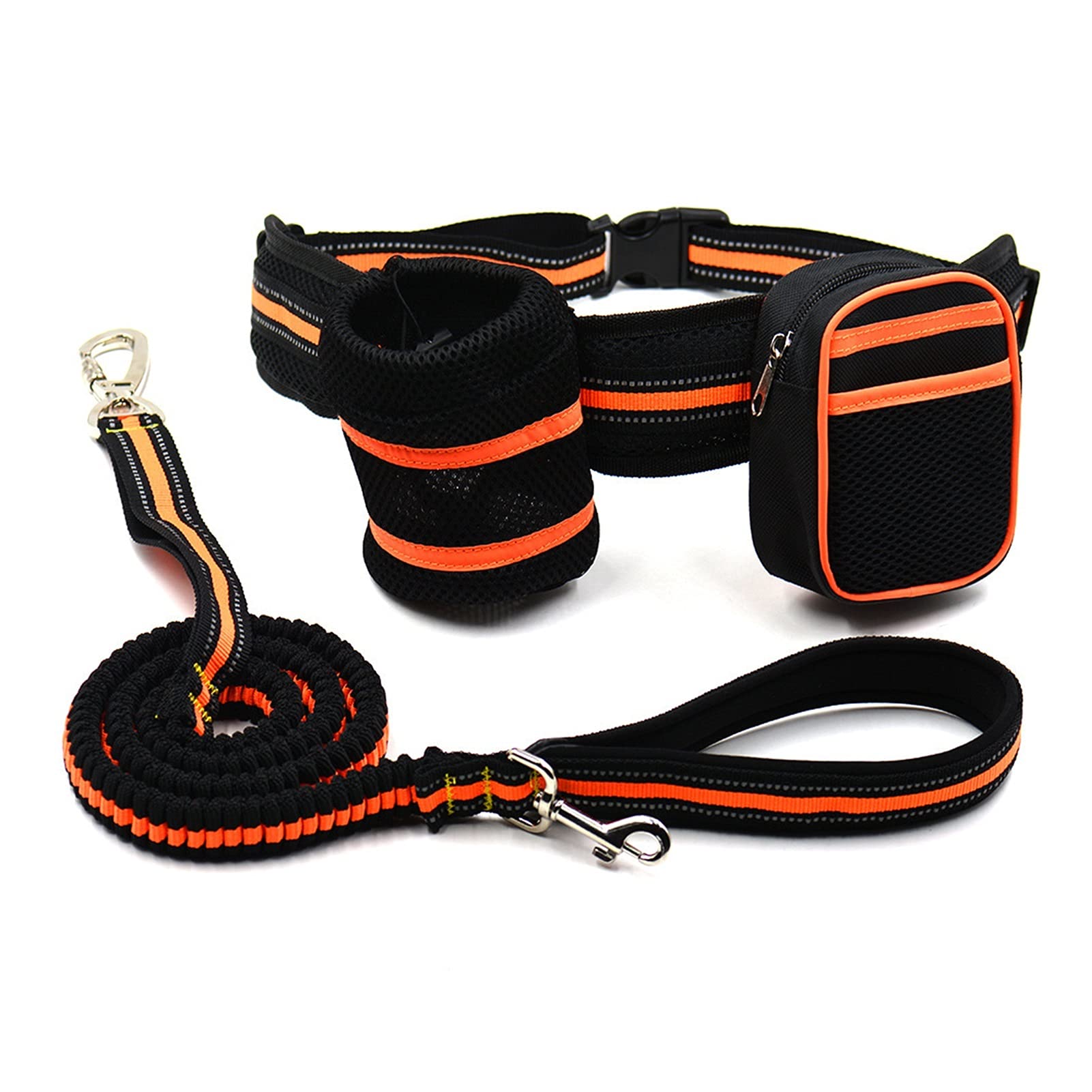 **Reflective Padded Waist Belt Dog Leash - Elastic Running & Jogging Leash for Dogs & Cats - Hands-Free Pet Walking & Training Set - Perfect for Outdoor Exercise, Hiking & Daily Walks**